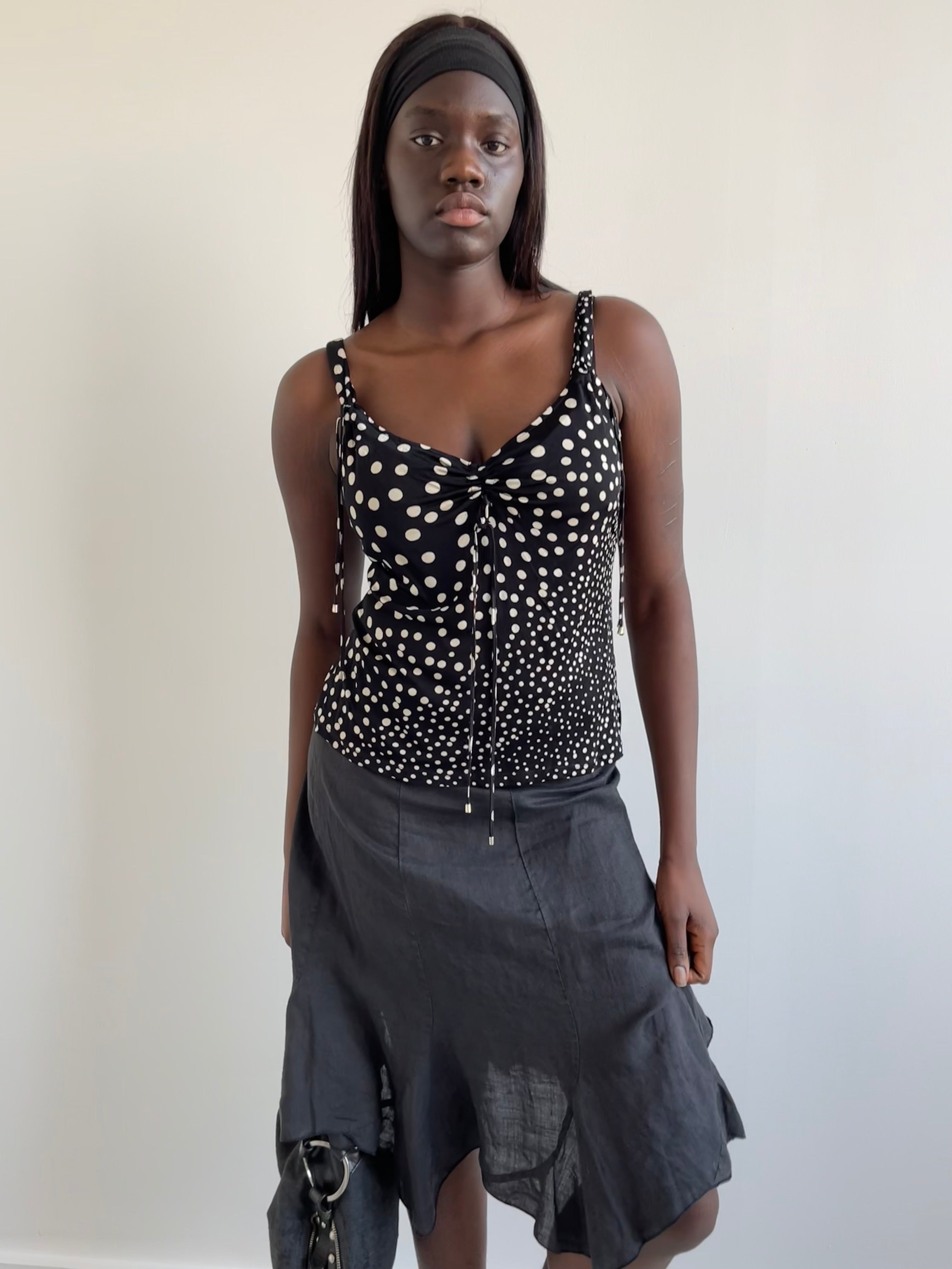 Le Maglie Diana Gallesi cream and black polka dot cami