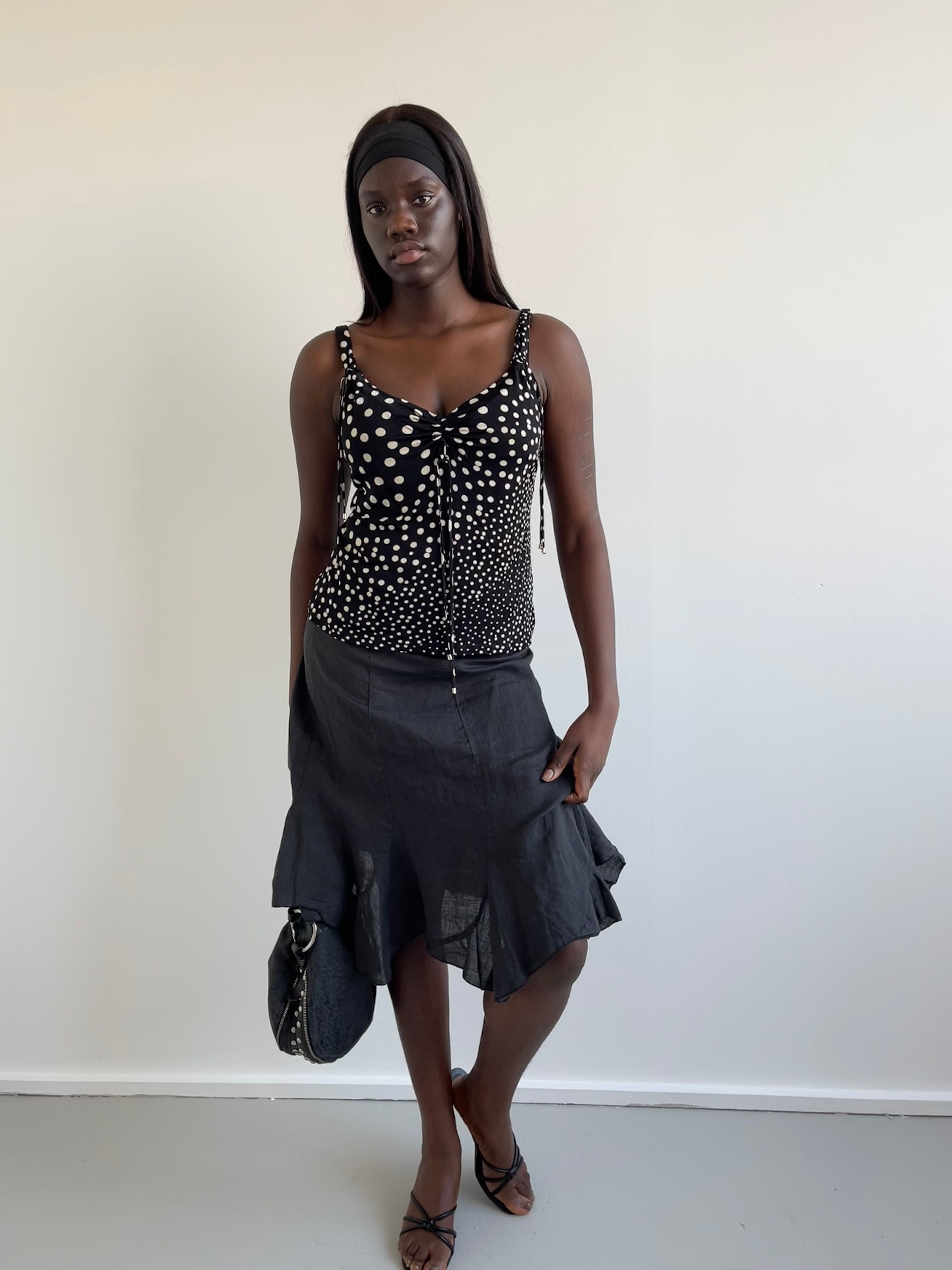 Le Maglie Diana Gallesi cream and black polka dot cami