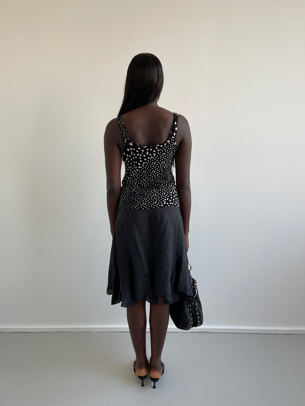 Le Maglie Diana Gallesi cream and black polka dot cami