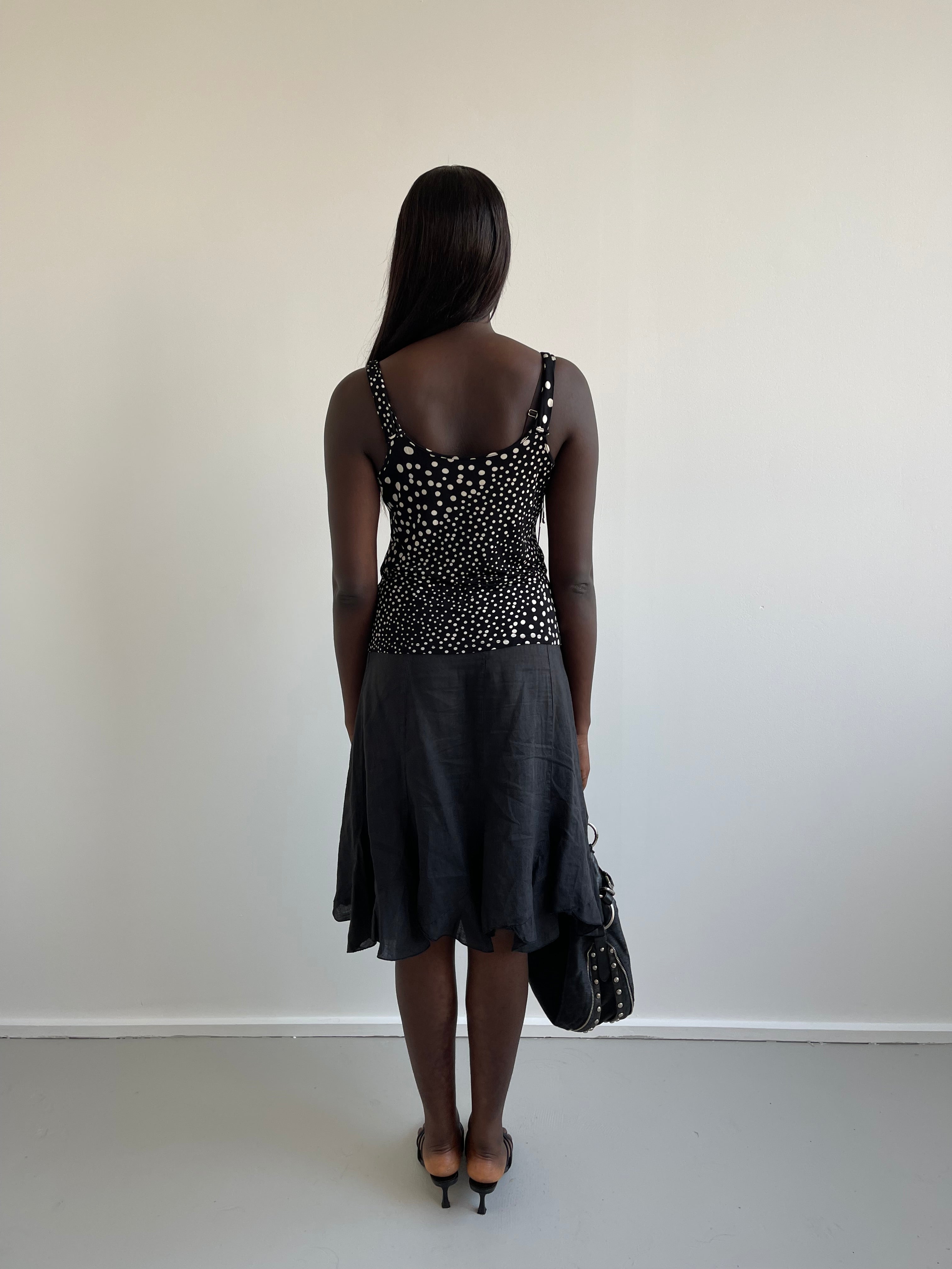 Le Maglie Diana Gallesi cream and black polka dot cami