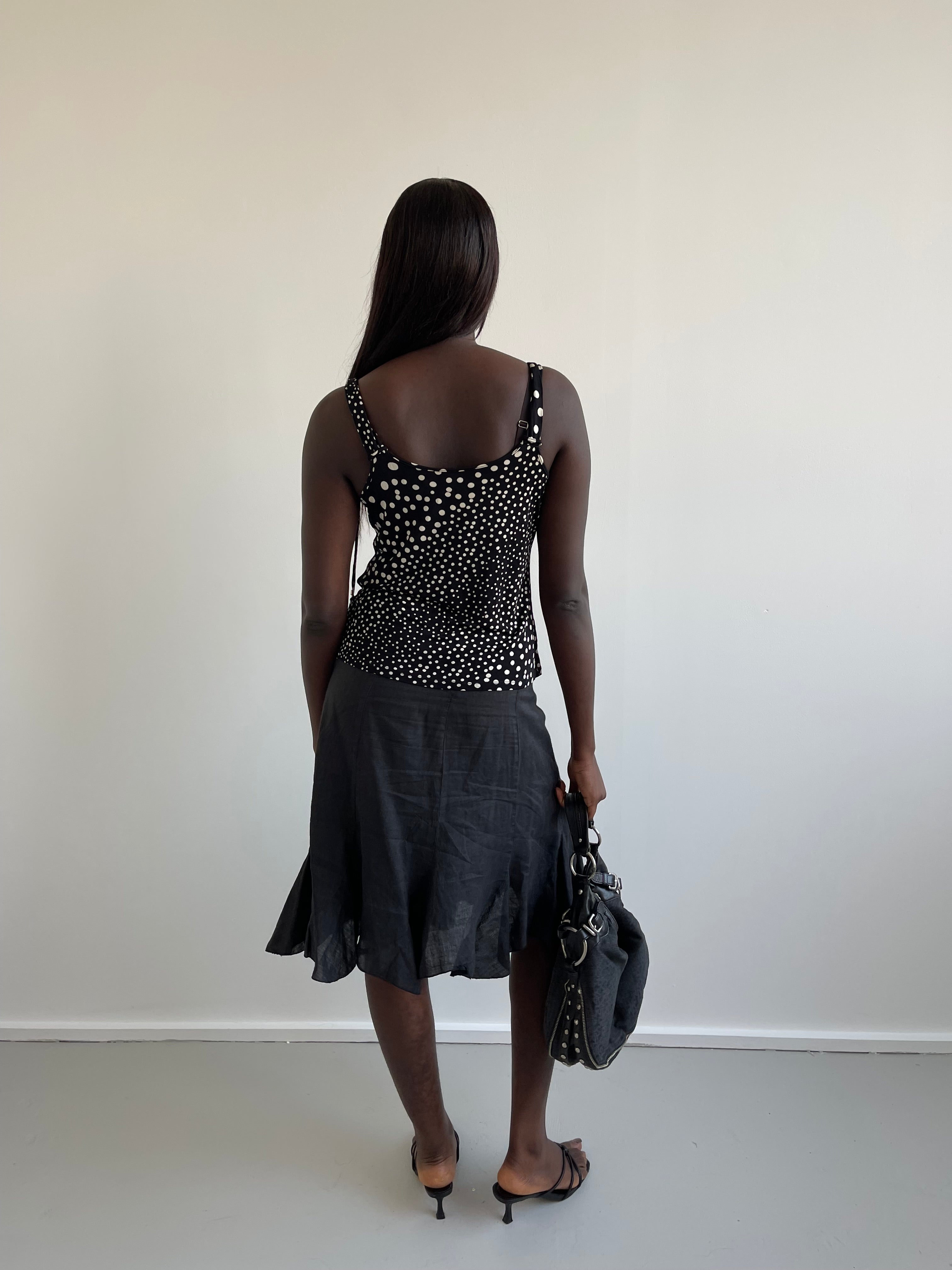 Le Maglie Diana Gallesi cream and black polka dot cami