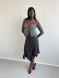 Black linen midi skirt