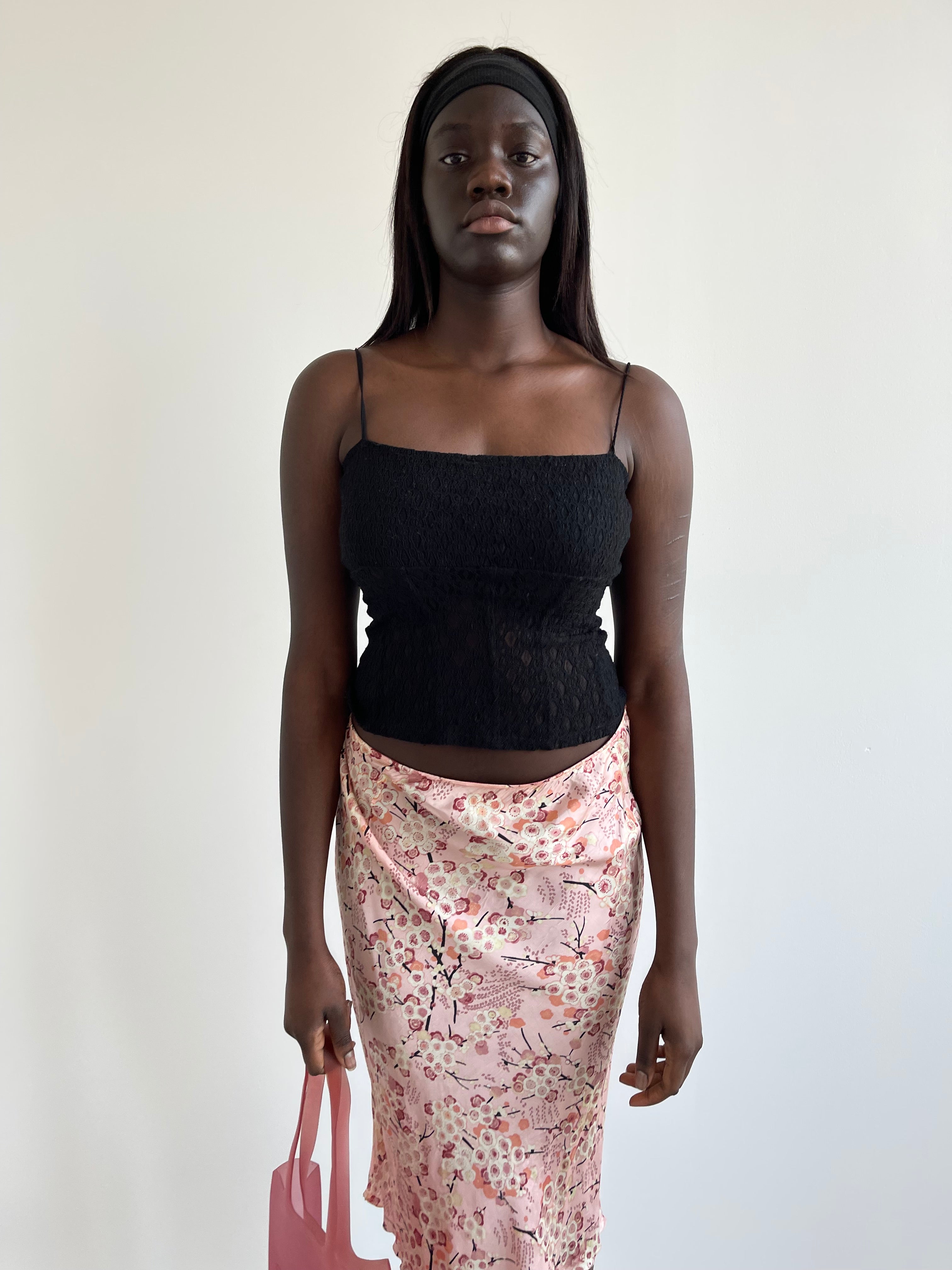 Alysi black mesh cami top