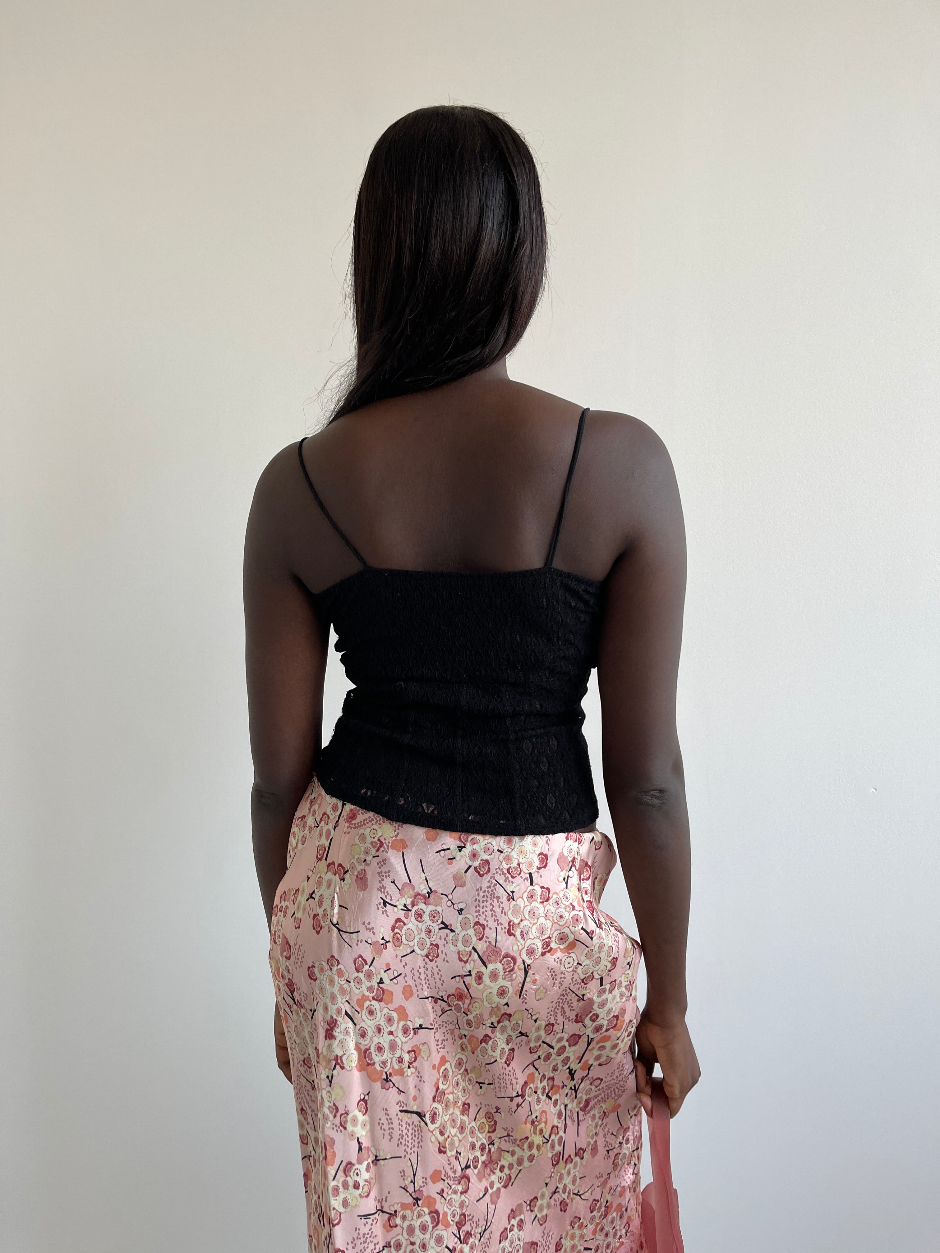 Alysi black mesh cami top