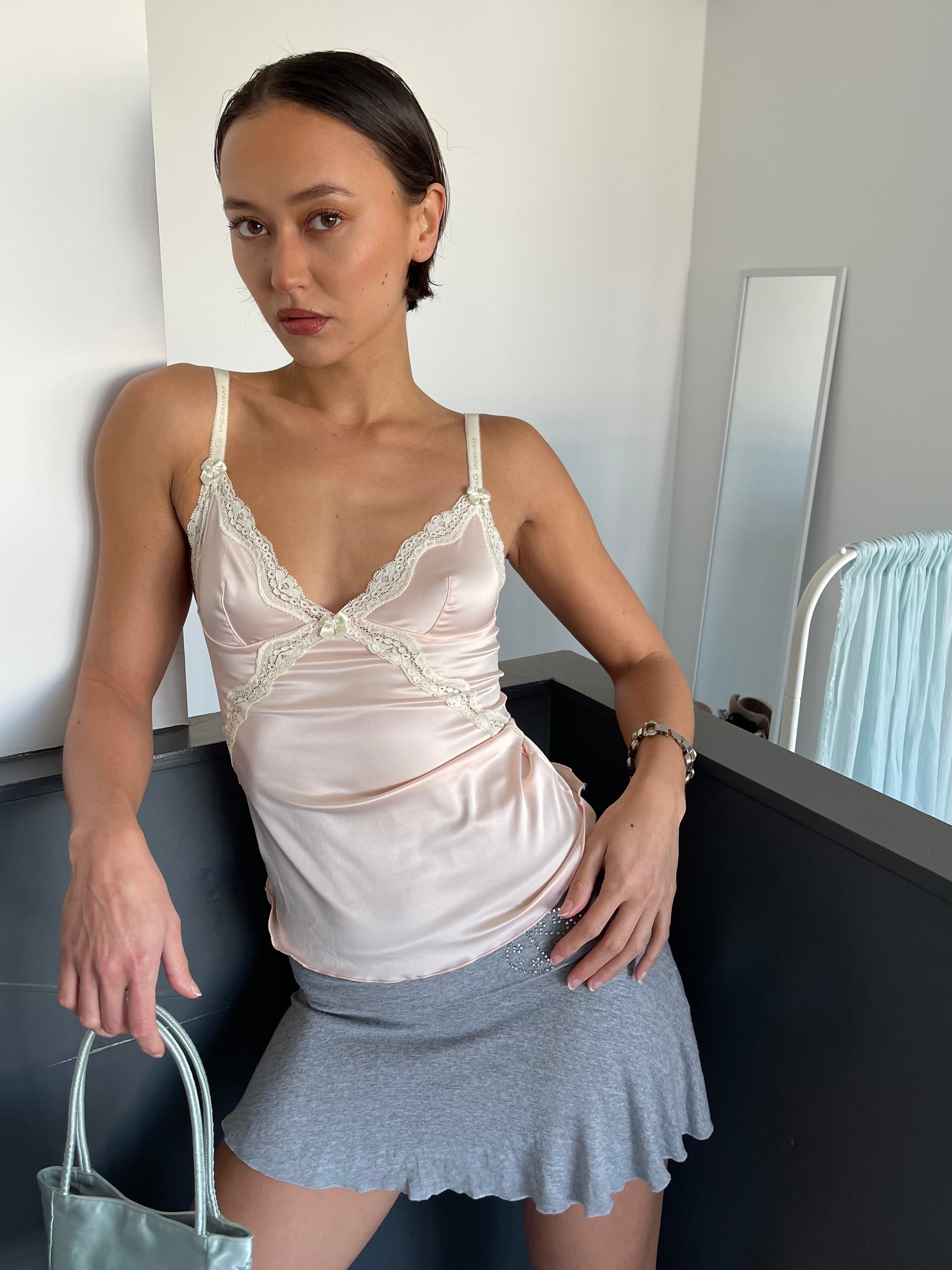 Marl grey mini skirt with diamanté