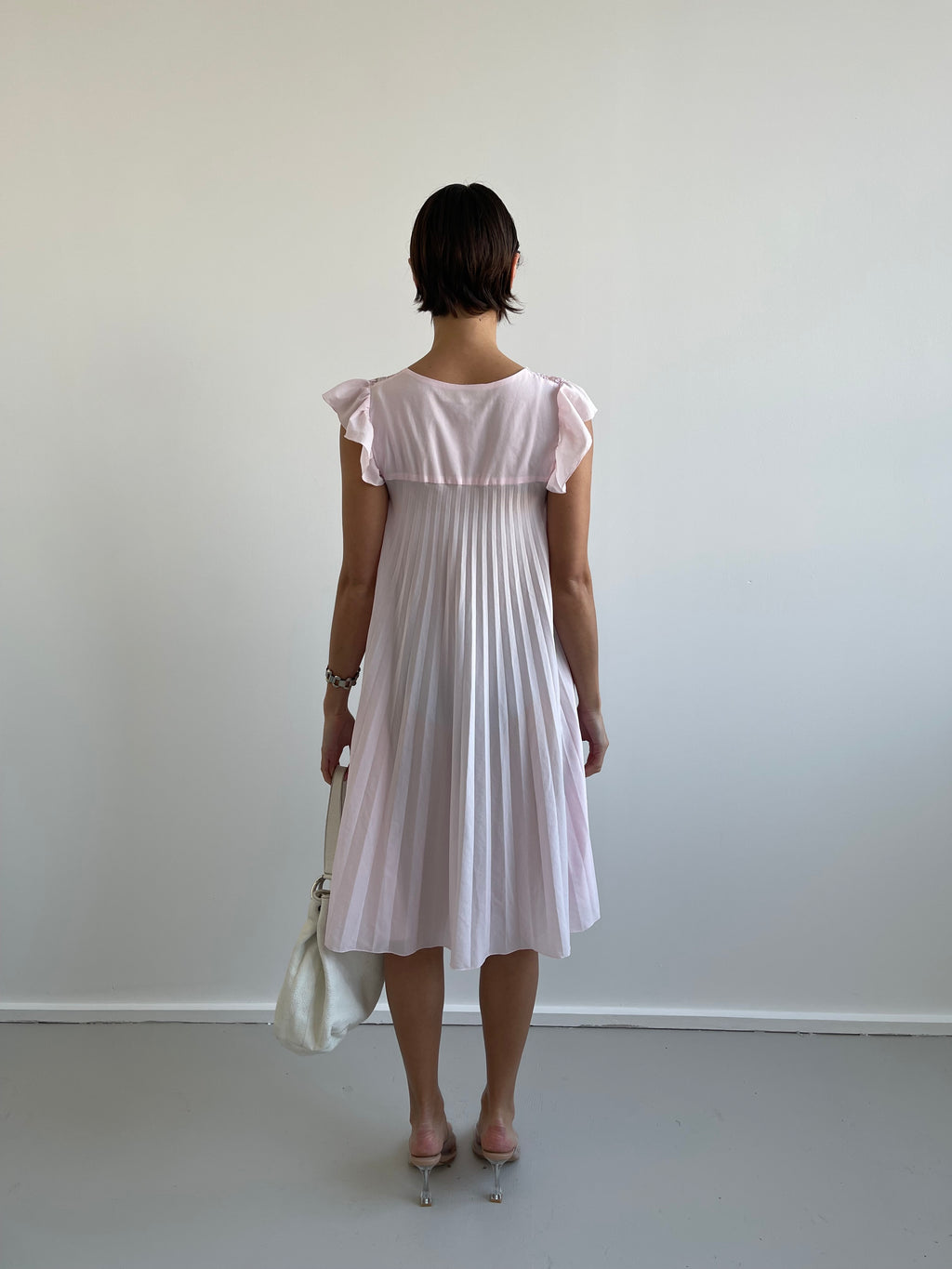 Baby pink pleated dress