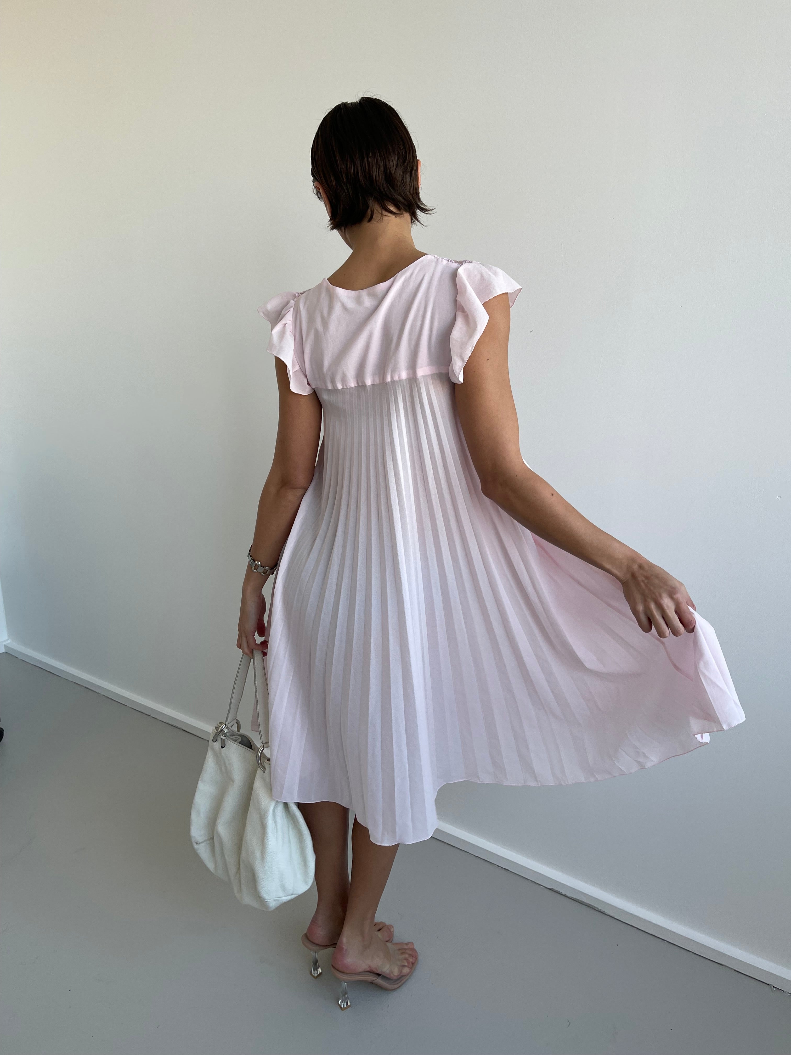 Baby pink pleated dress