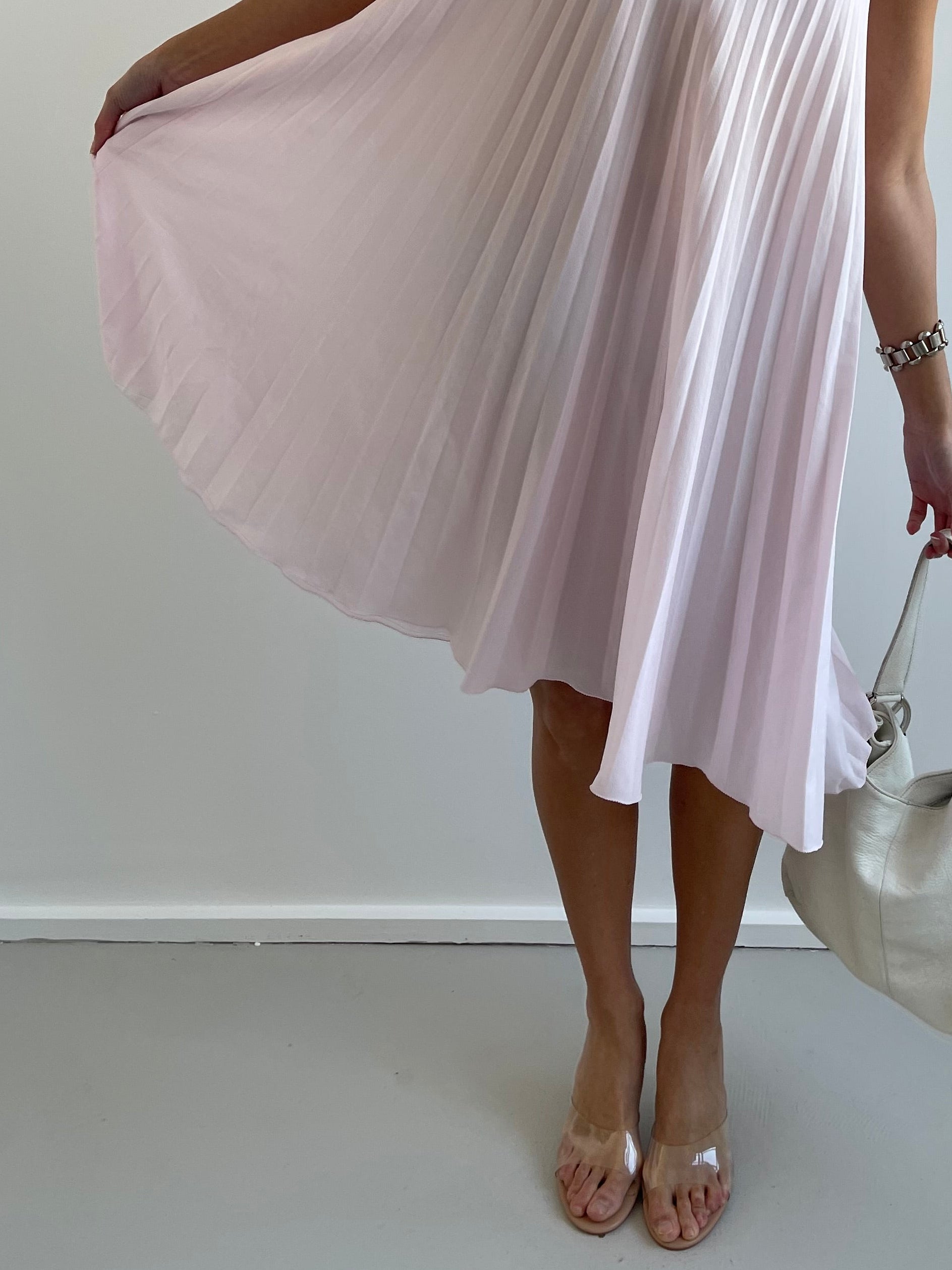 Baby pink pleated dress