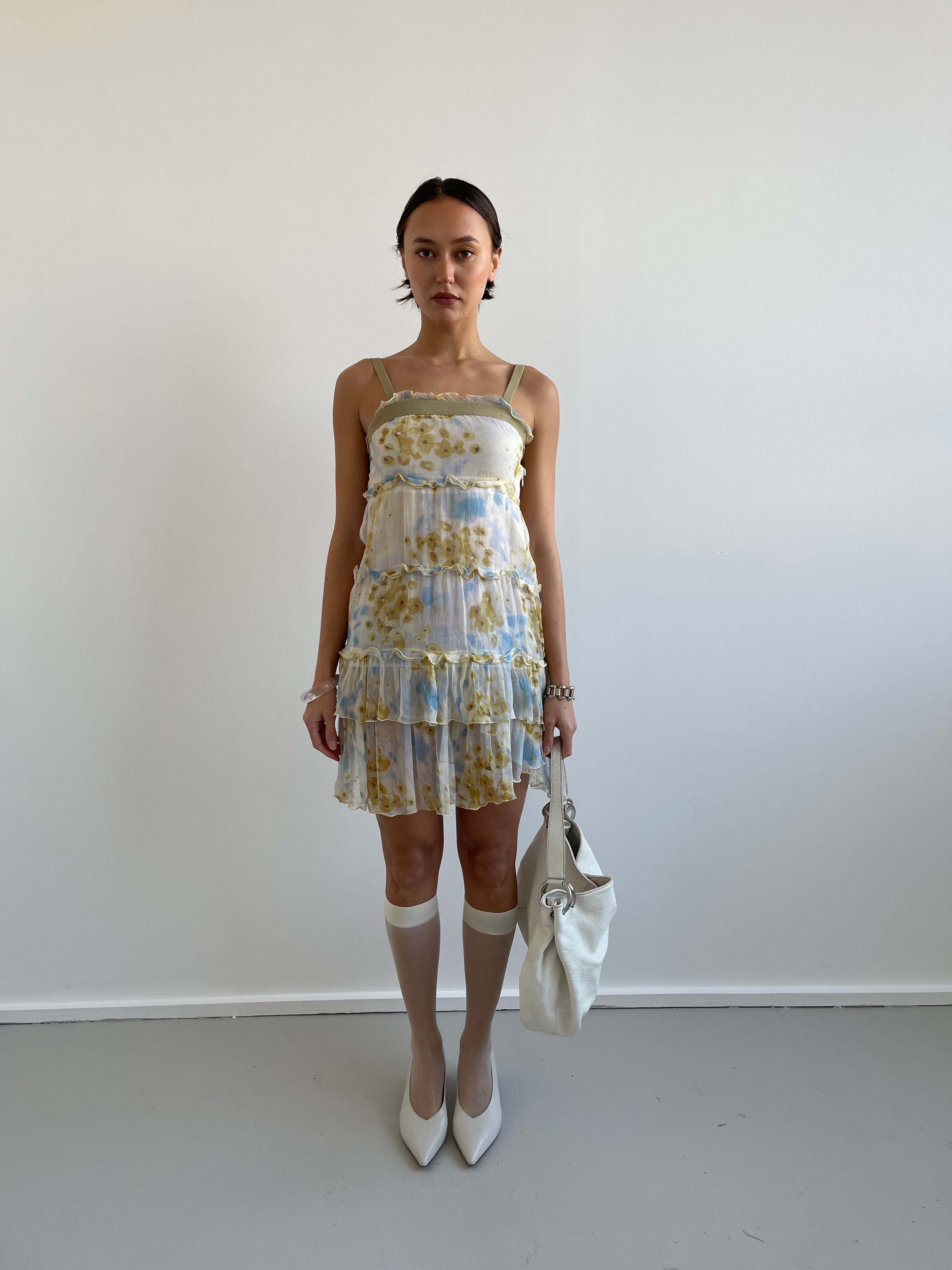 Liu Jo yellow and blue floral silk dress
