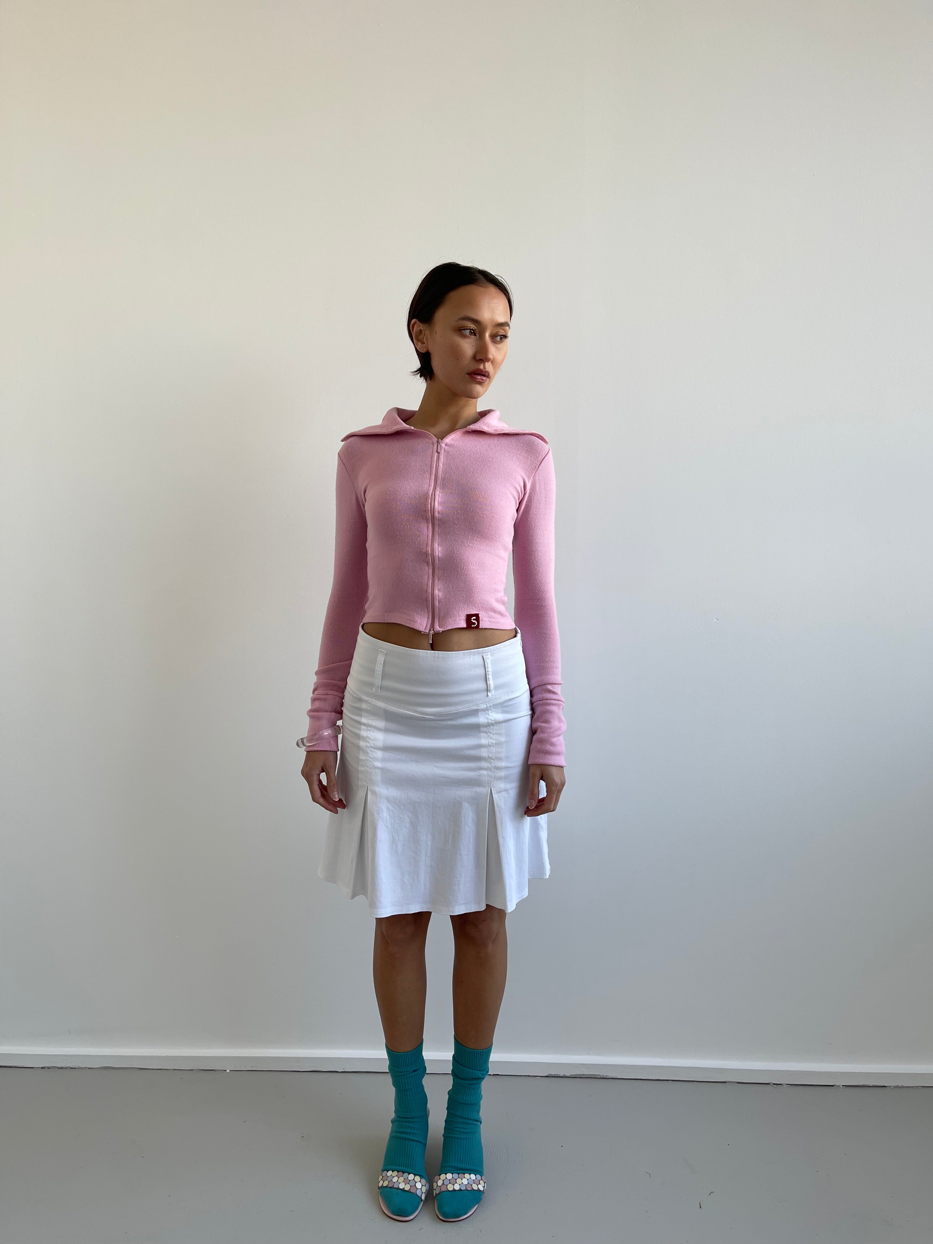 Sisley white pleated skirt