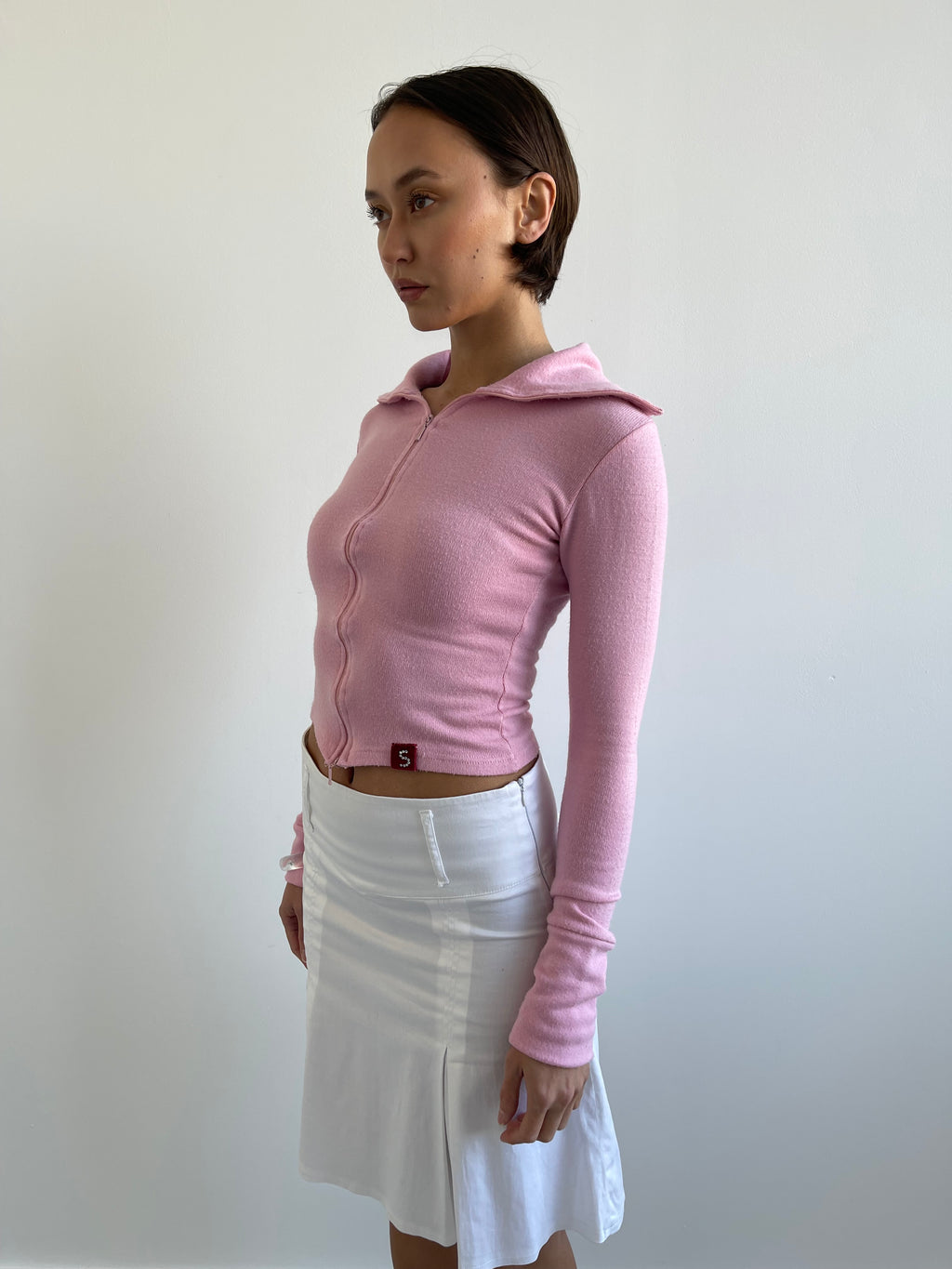 Candy pink zip up cardigan