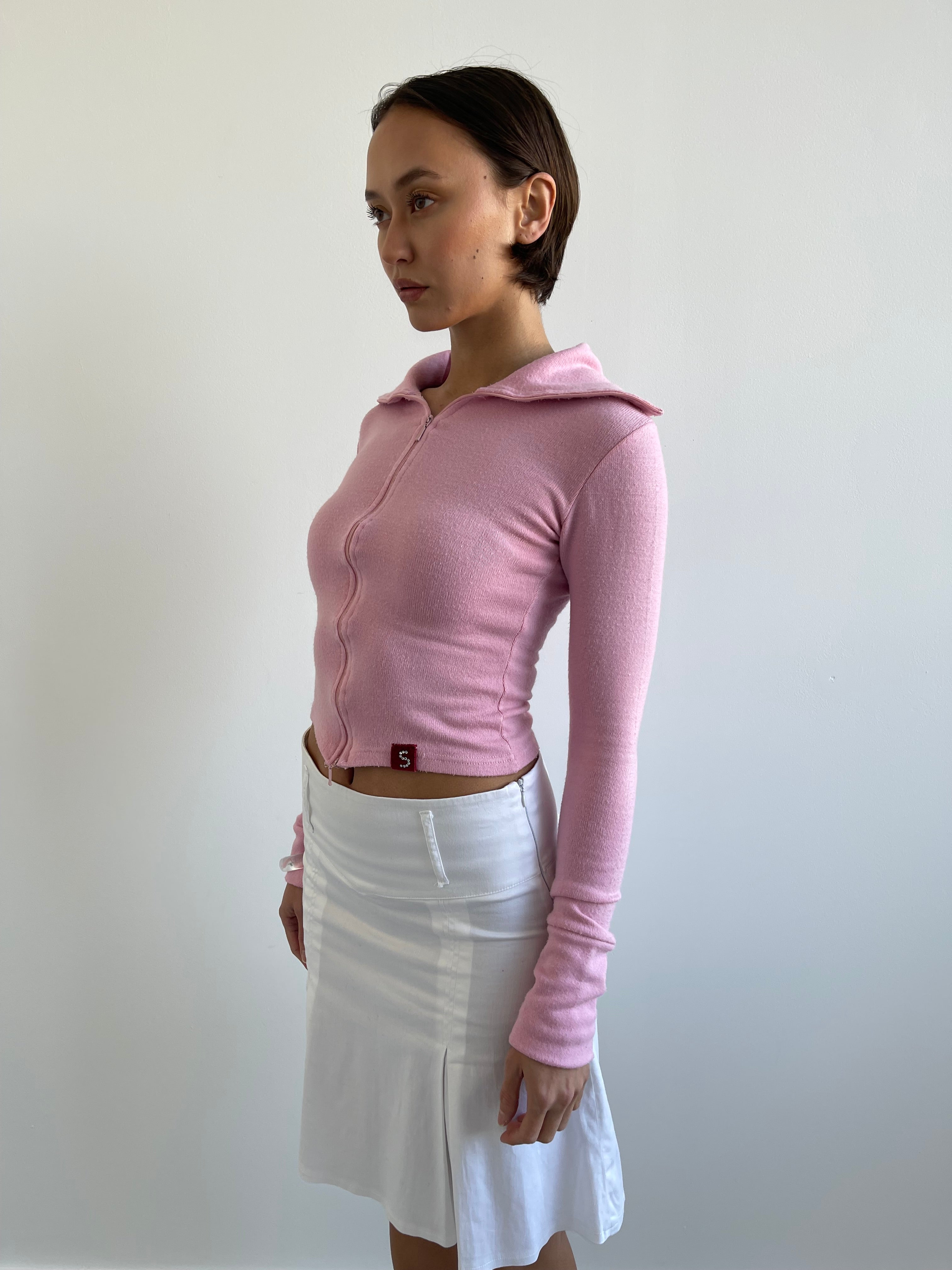 Candy pink zip up cardigan