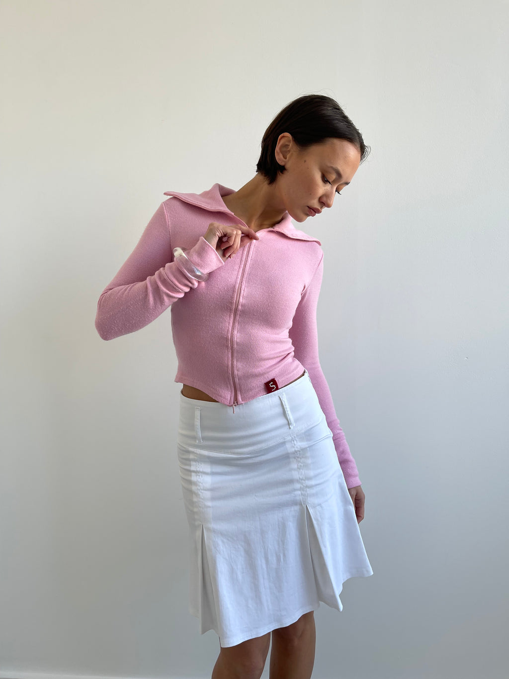 Candy pink zip up cardigan