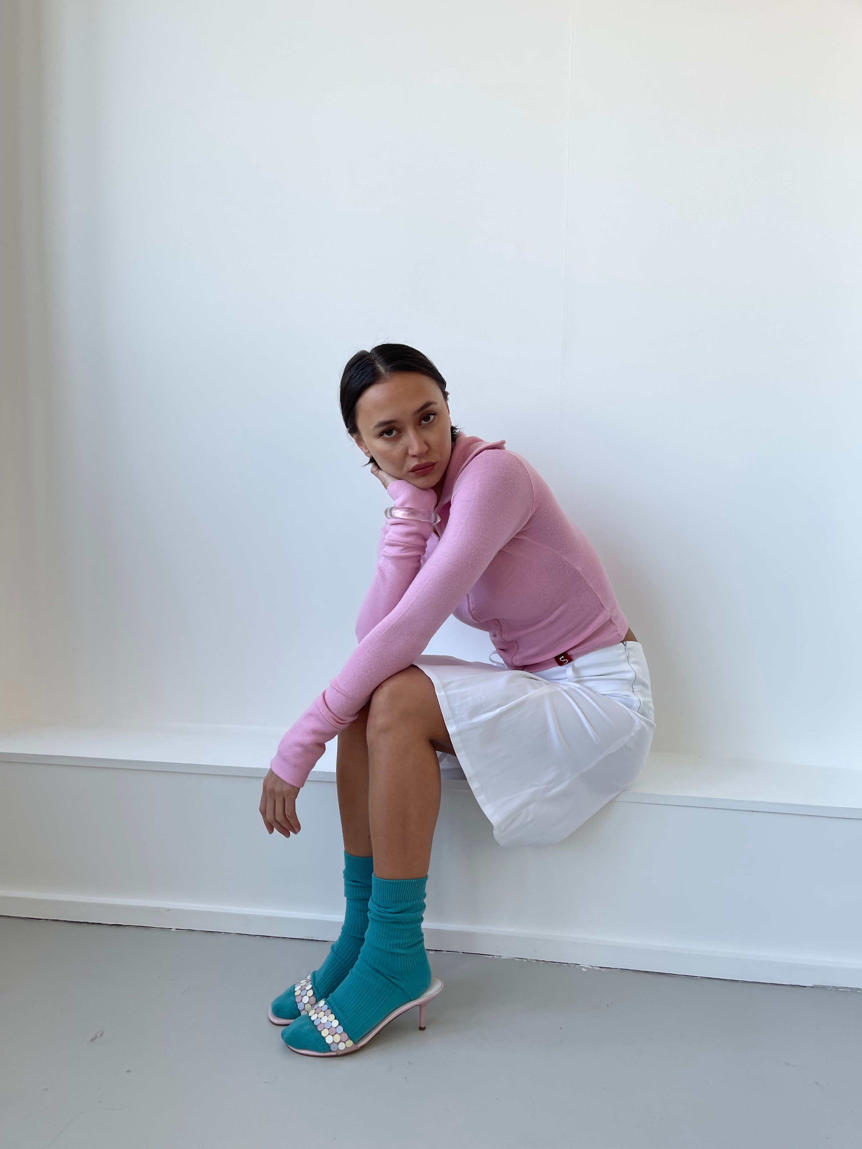 Candy pink zip up cardigan