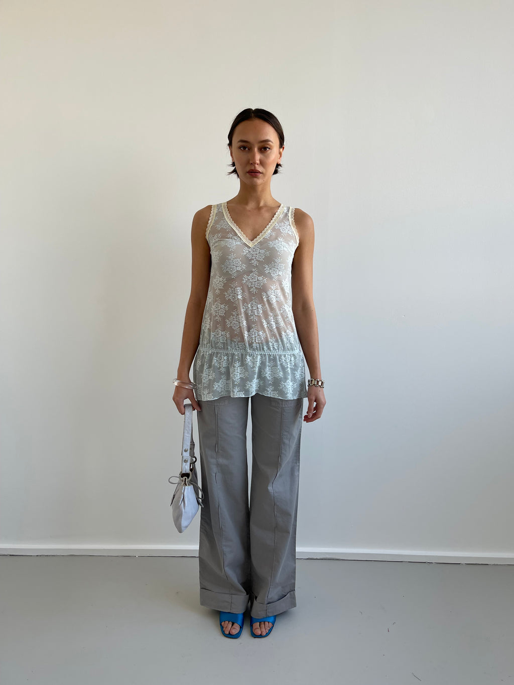 Intimissimi 00s baby blue lace babydoll cami