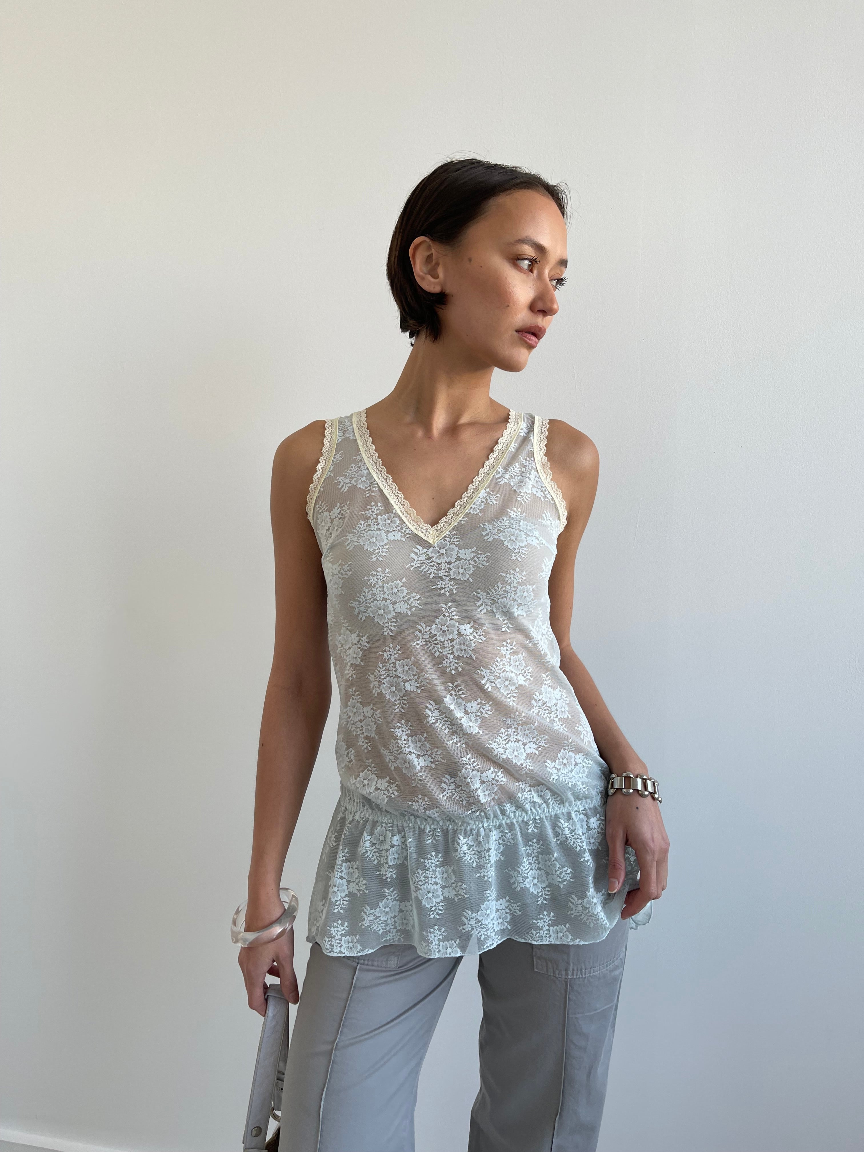 Intimissimi 00s baby blue lace babydoll cami