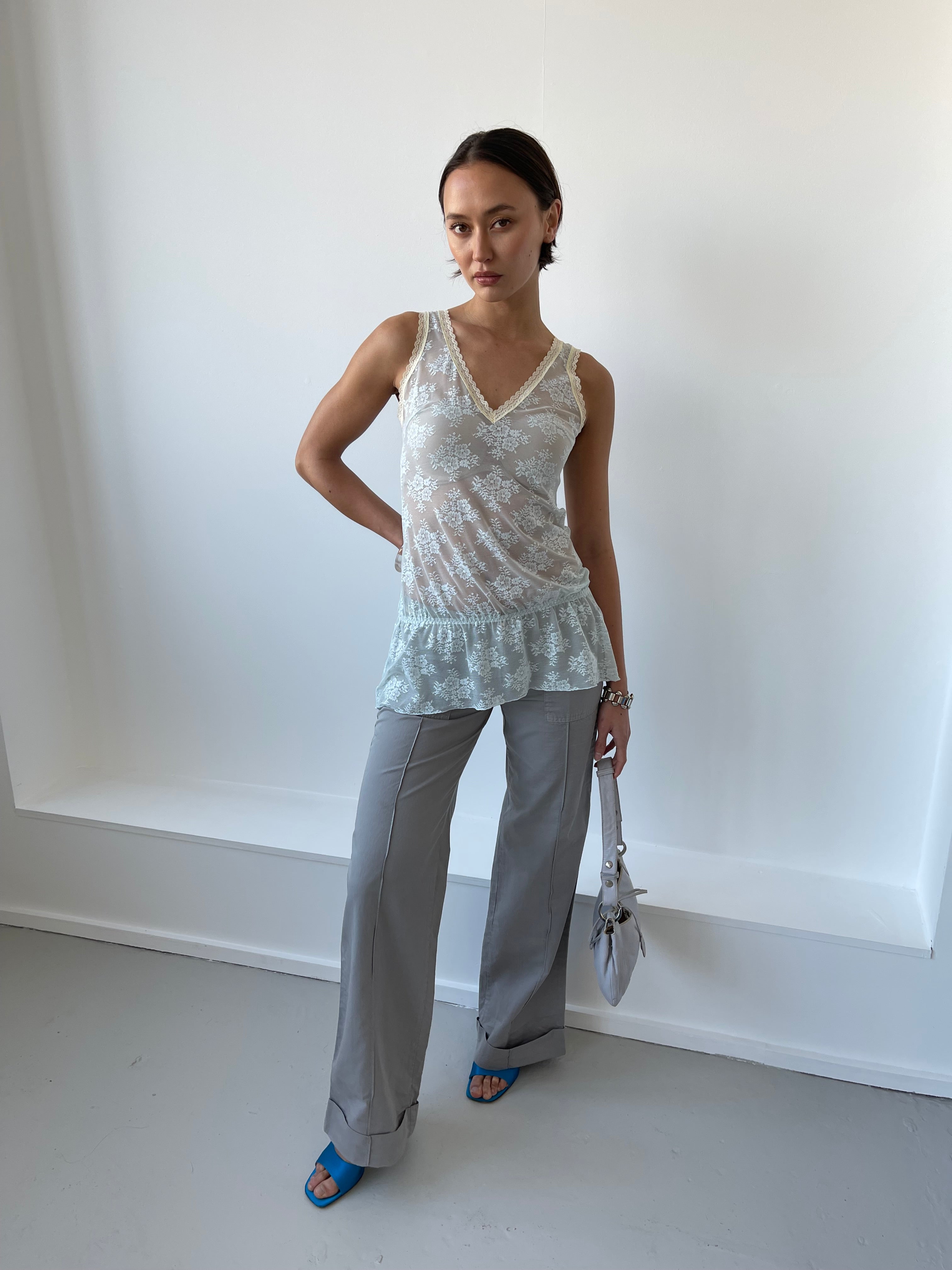 Intimissimi 00s baby blue lace babydoll cami