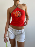 ONYX Red and orange striped halter top