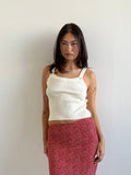 Vintage cream fine knit ribbed top