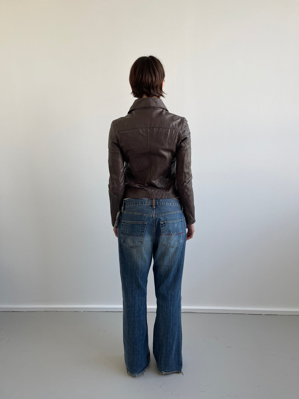 Vintage deadstock Brown military style leather jacket