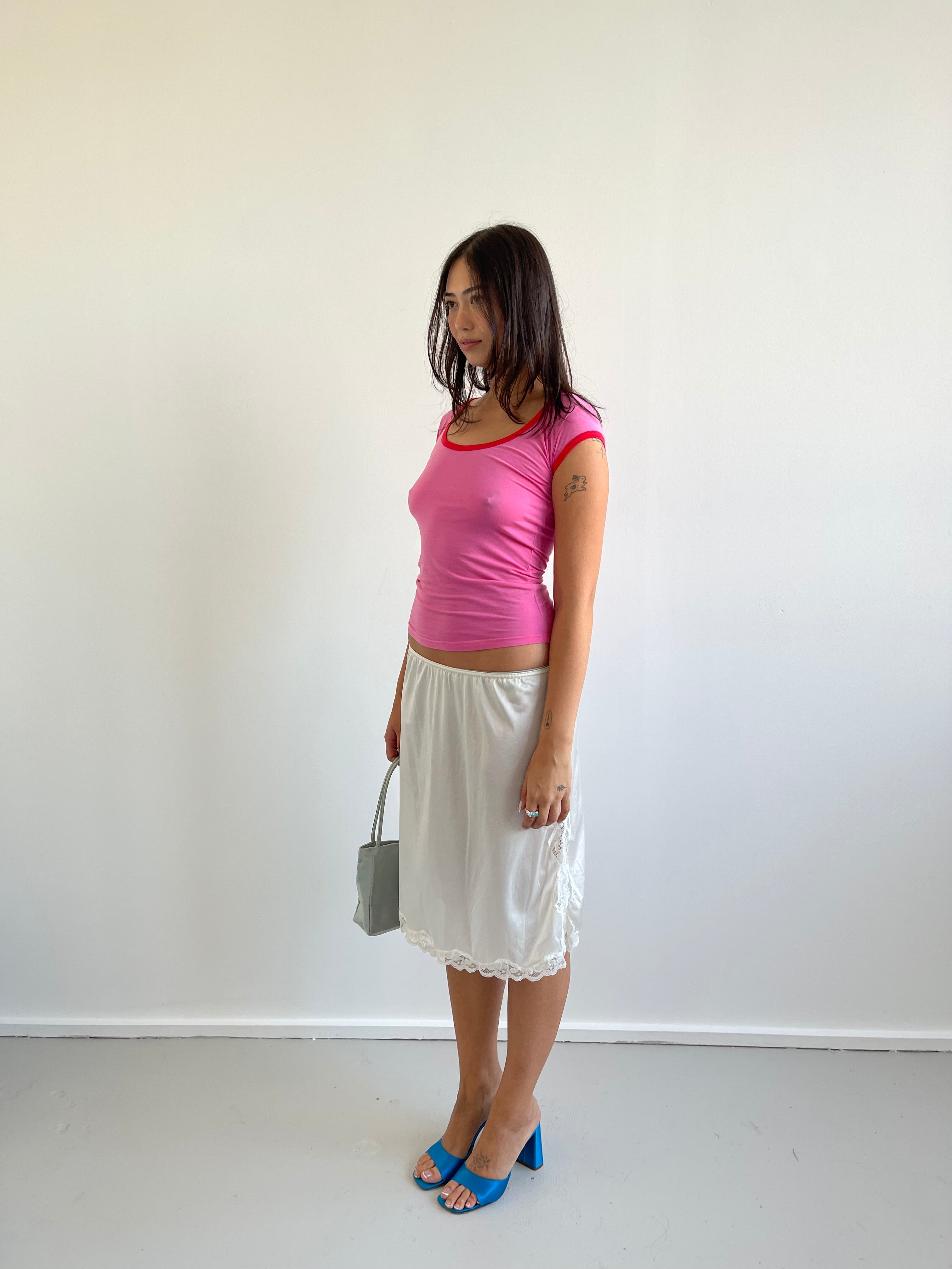 John Richmond pink t-shirt with red trims