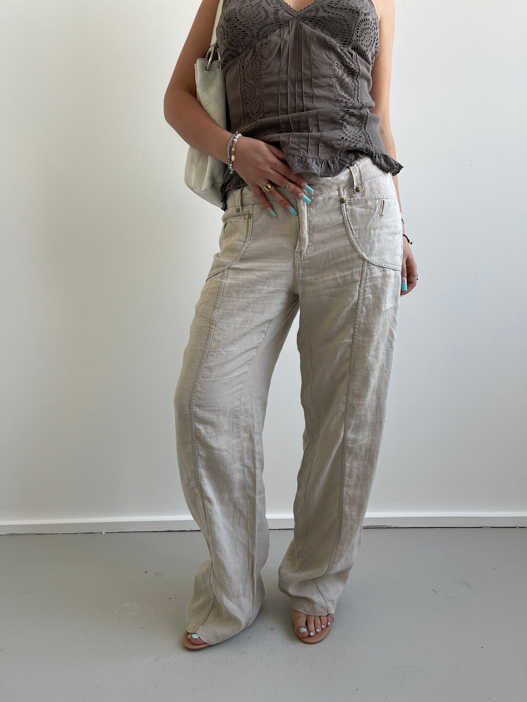 Cache Cache beige linen trousers