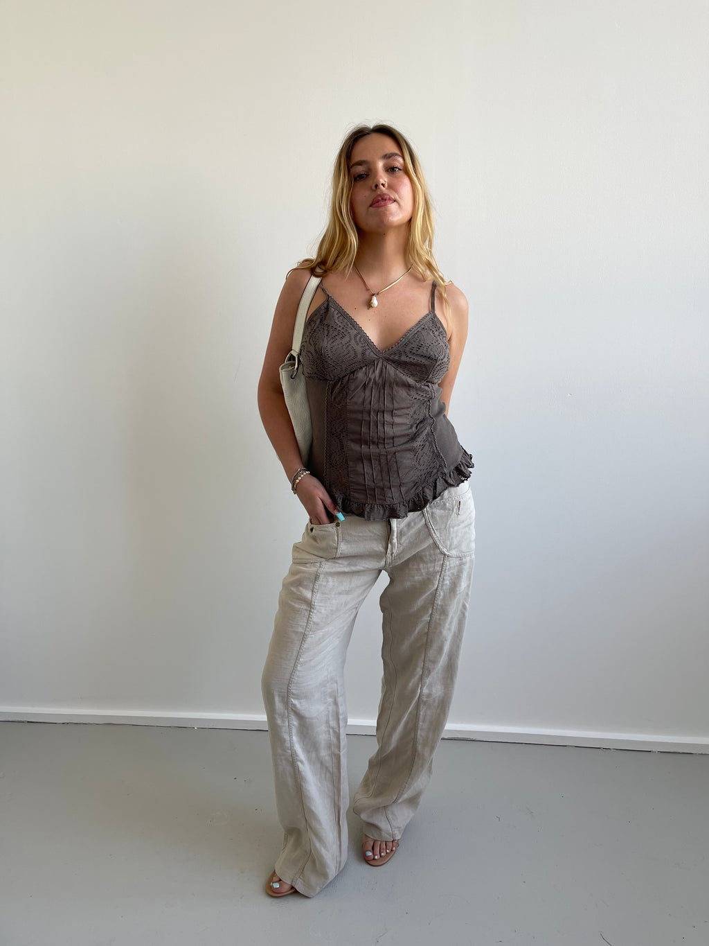 Cache Cache beige linen trousers