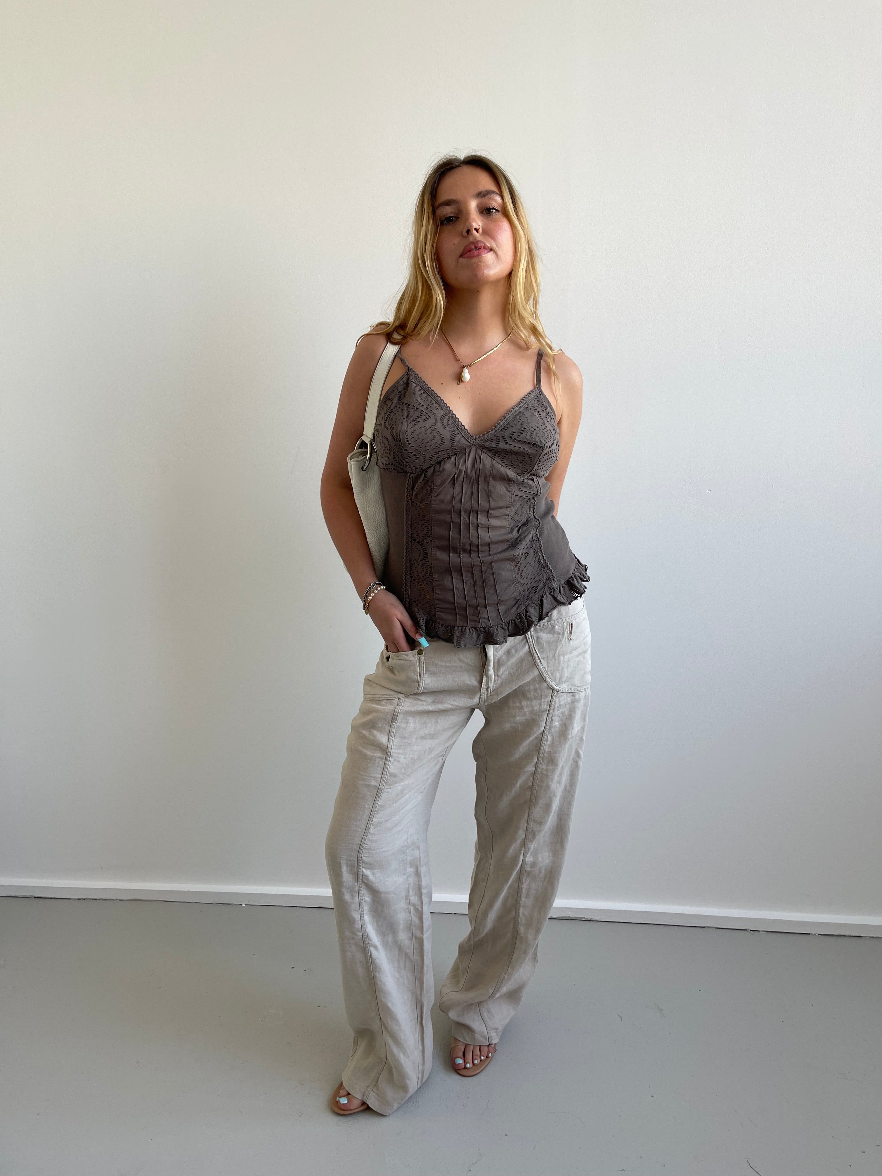 Cache Cache beige linen trousers