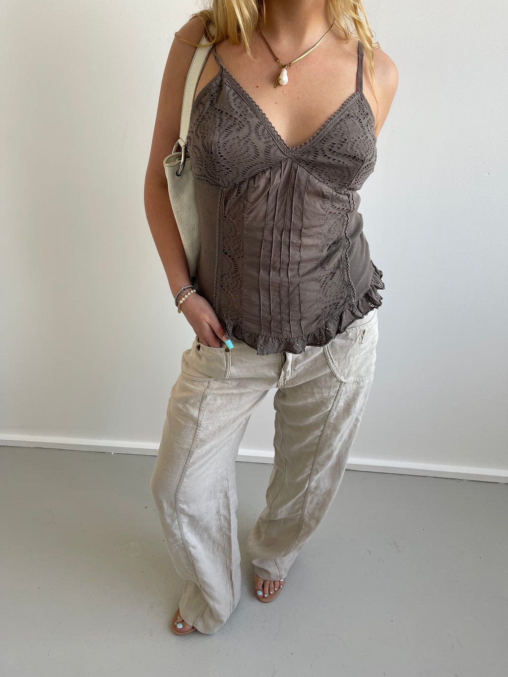 Cache Cache beige linen trousers