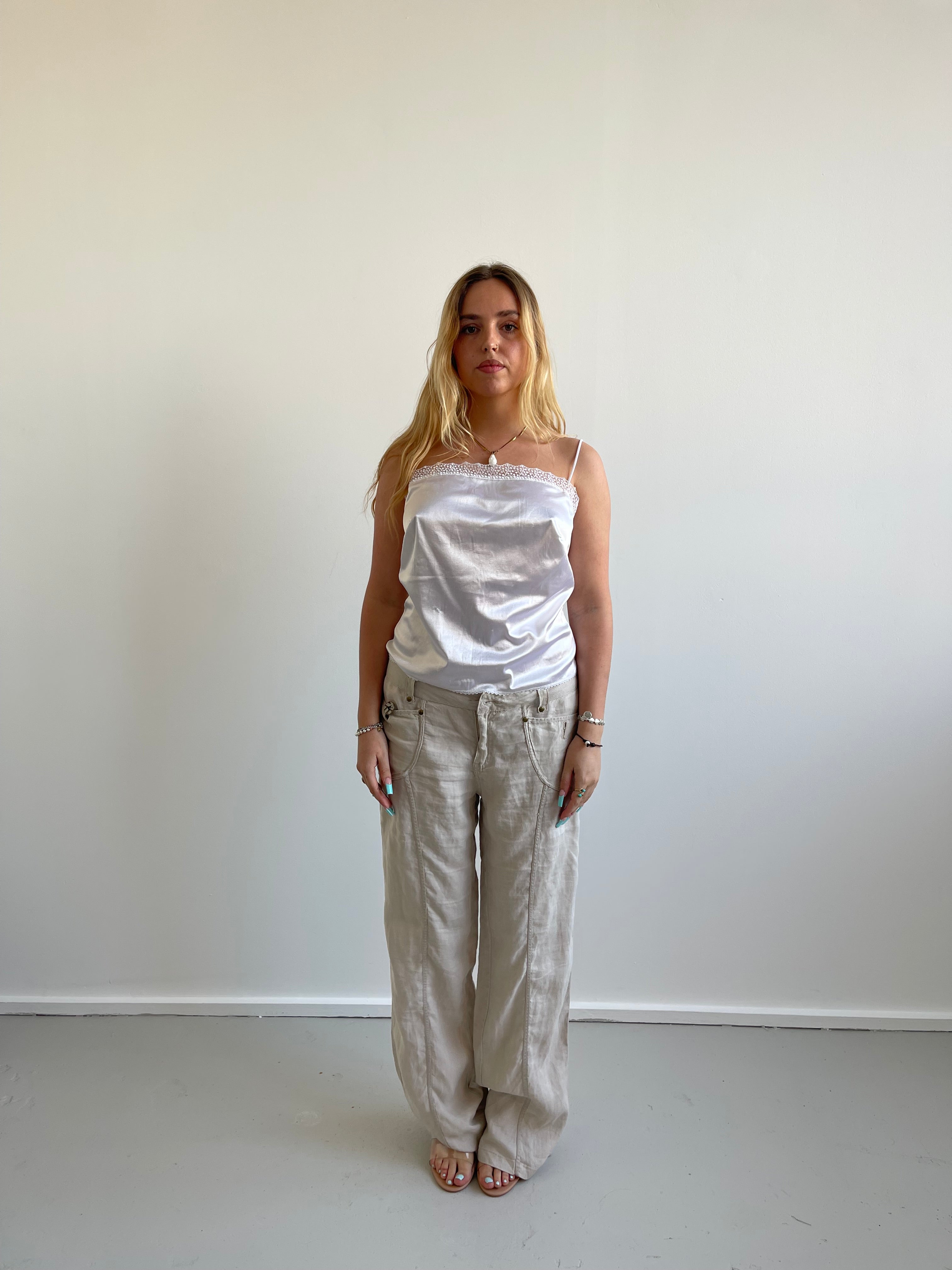 Vintage white satin cami top