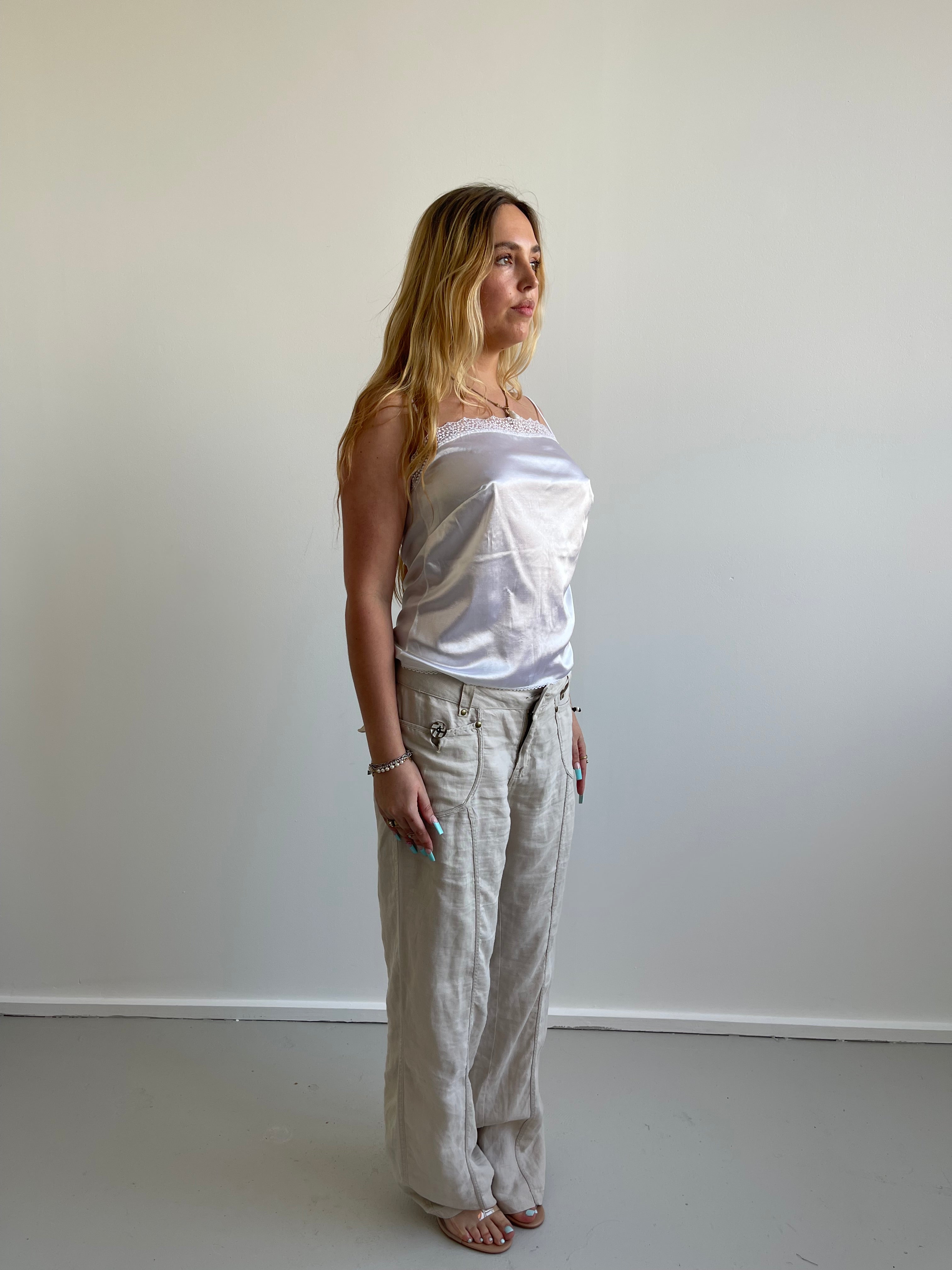 Vintage white satin cami top