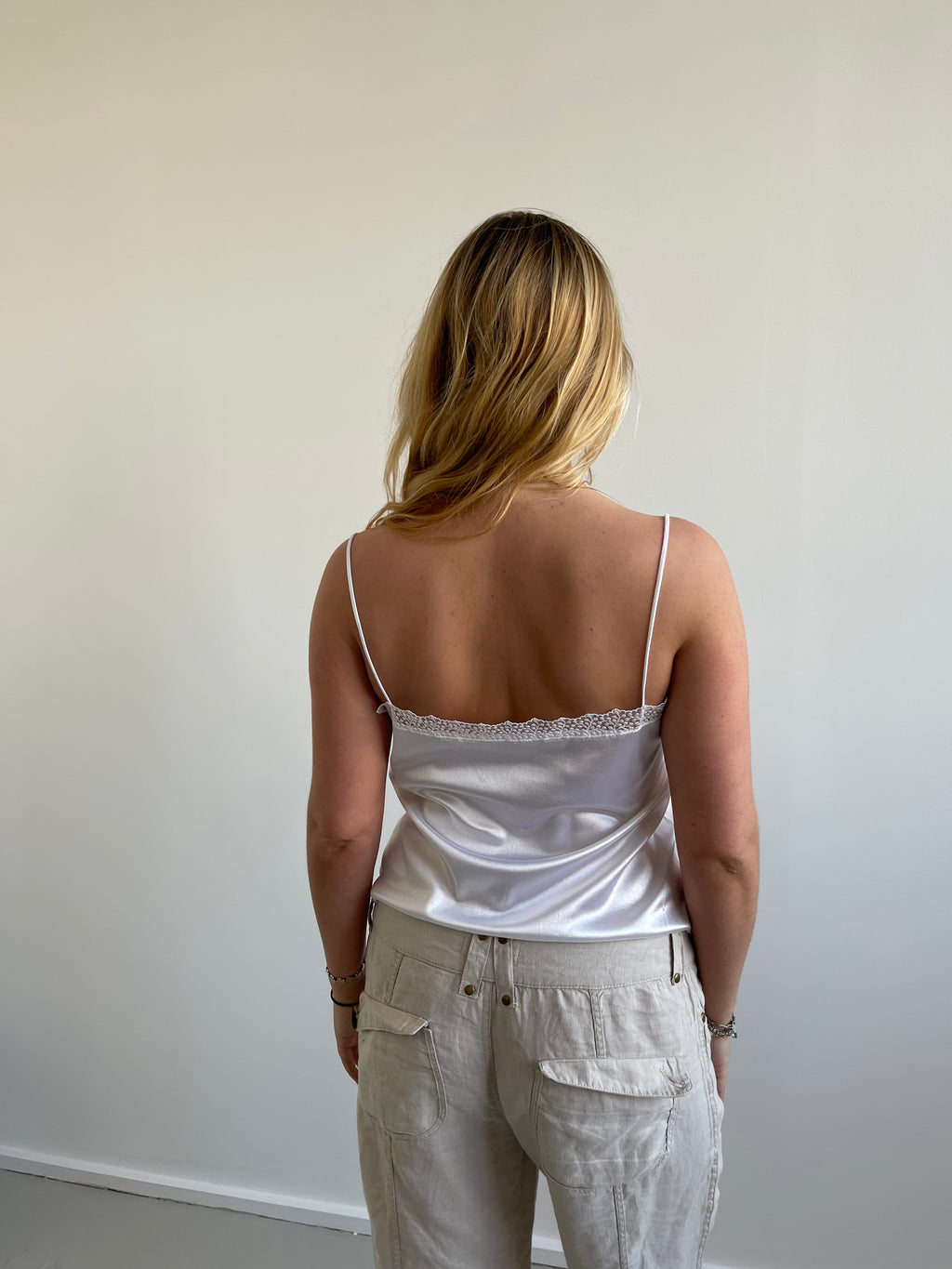 Vintage white satin cami top
