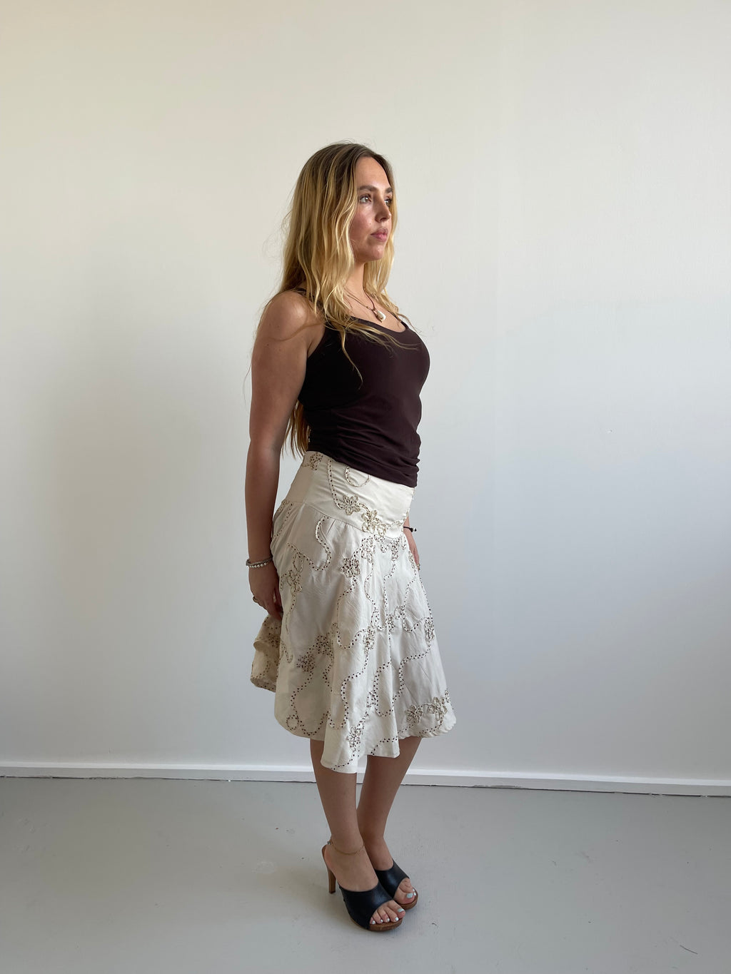Brown double layered micro mesh cami top