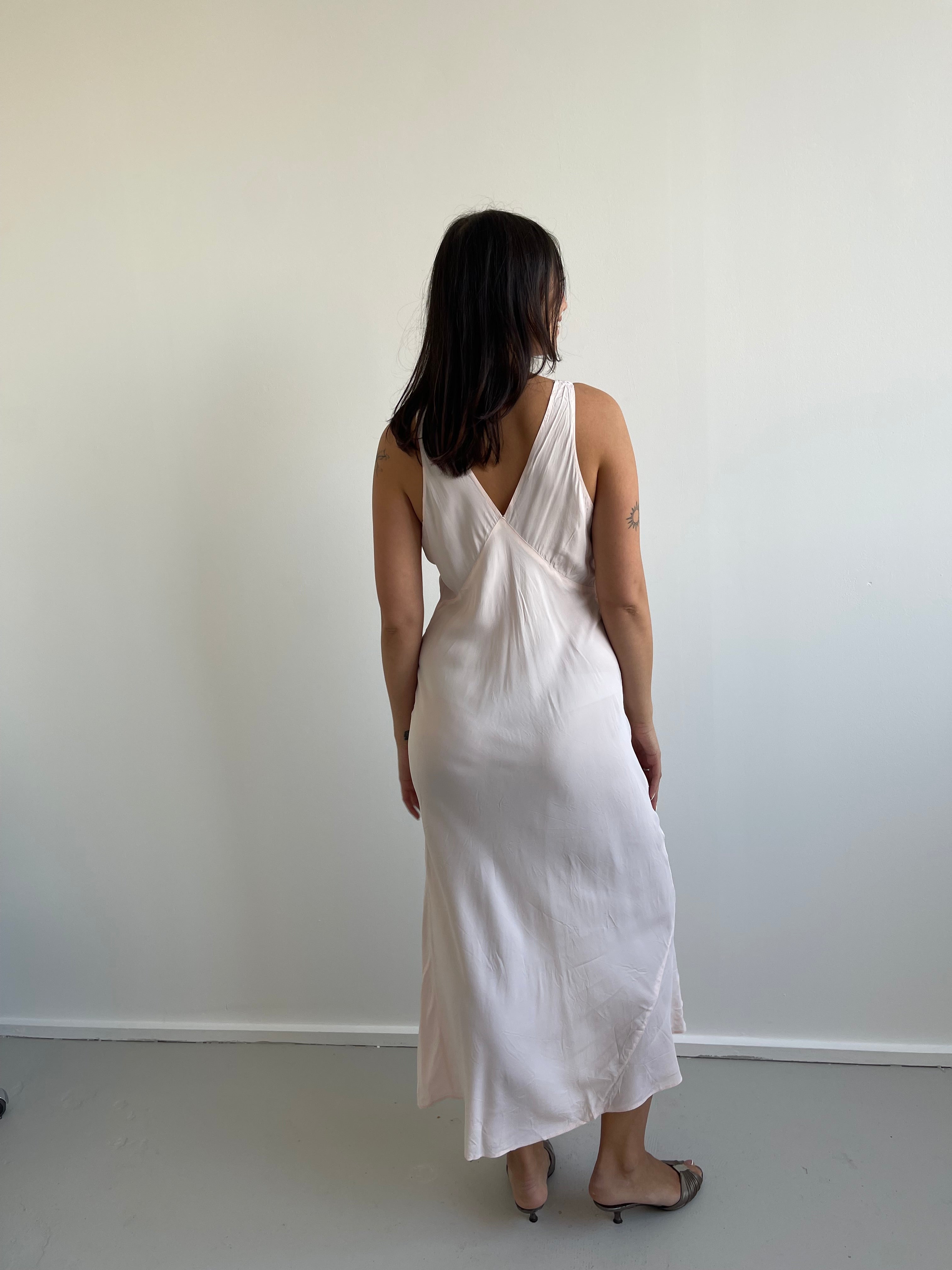 Vintage blush pink long slip dress