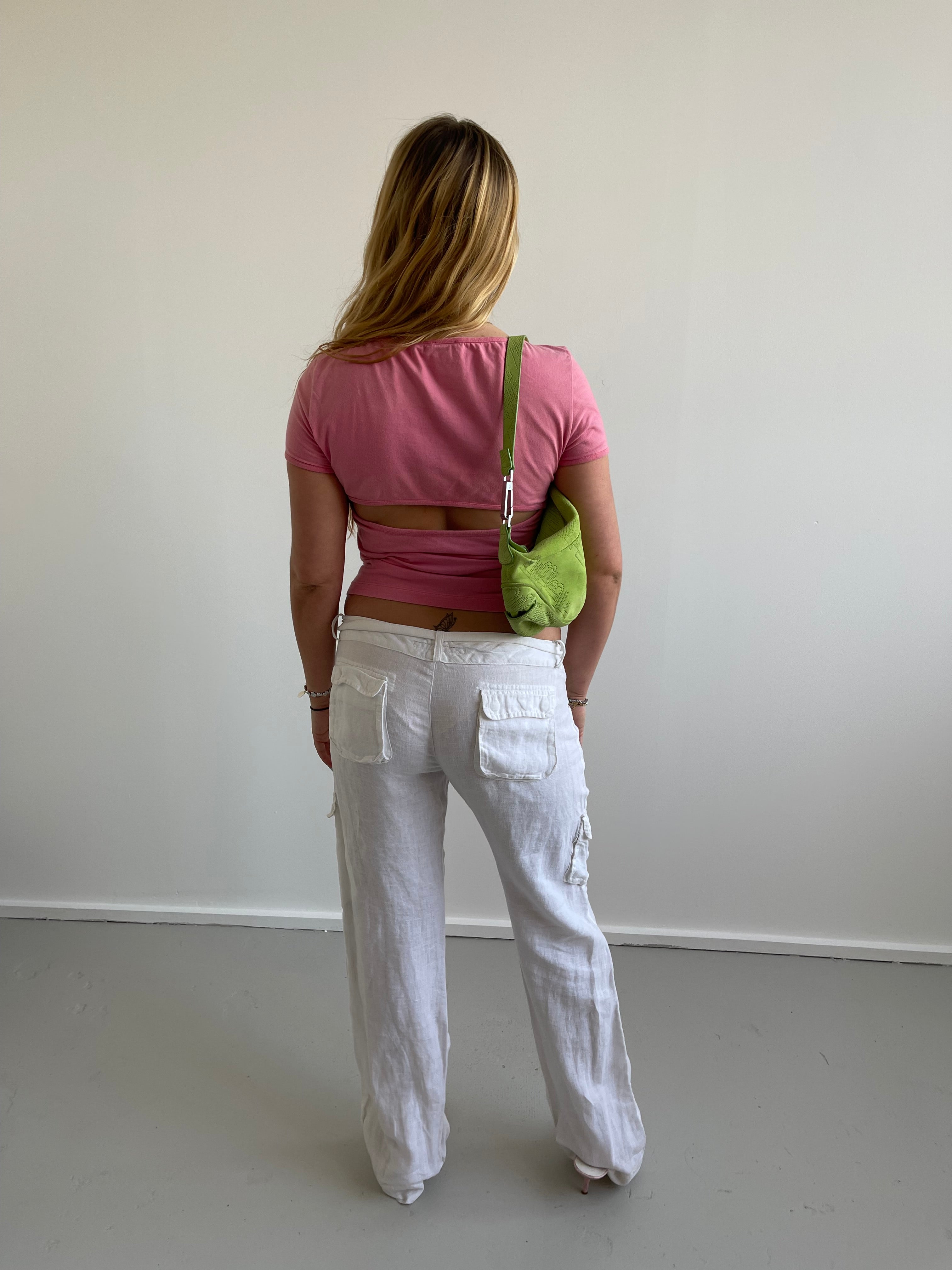 D&G pink 'Too Cool for School' t-shirt with backless detail