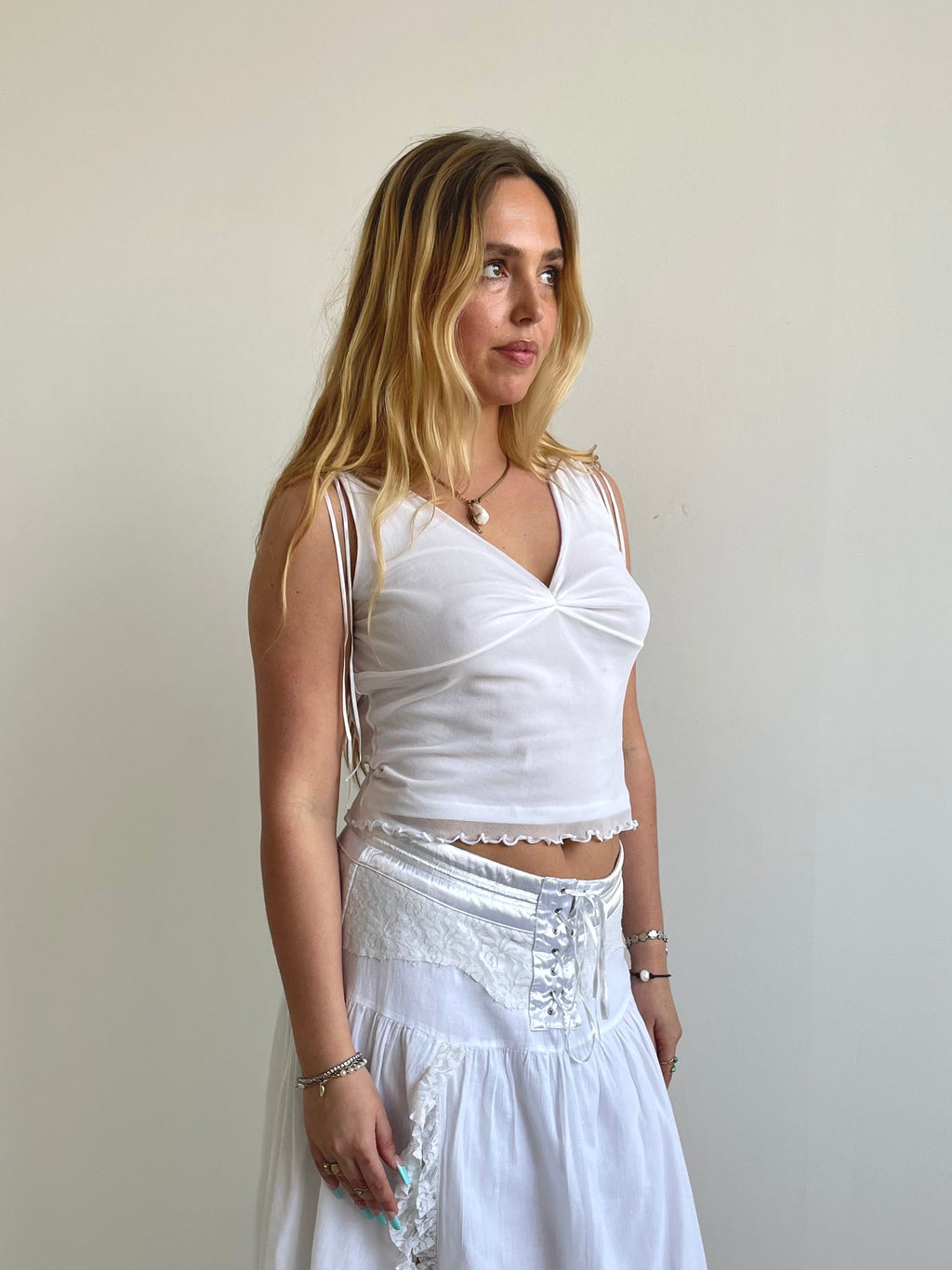 United Colors of Benetton white mesh top