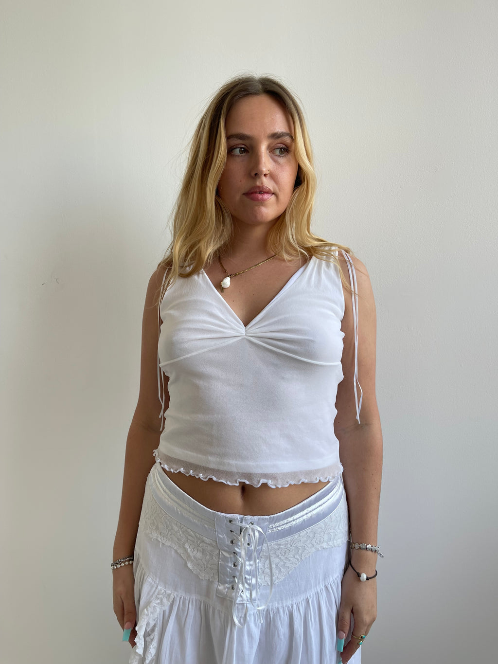 United Colors of Benetton white mesh top