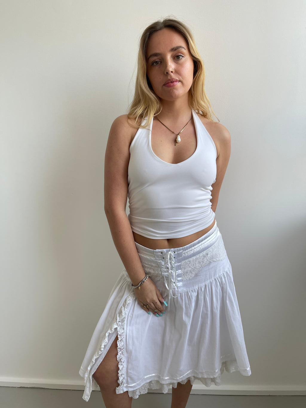 White halterneck top