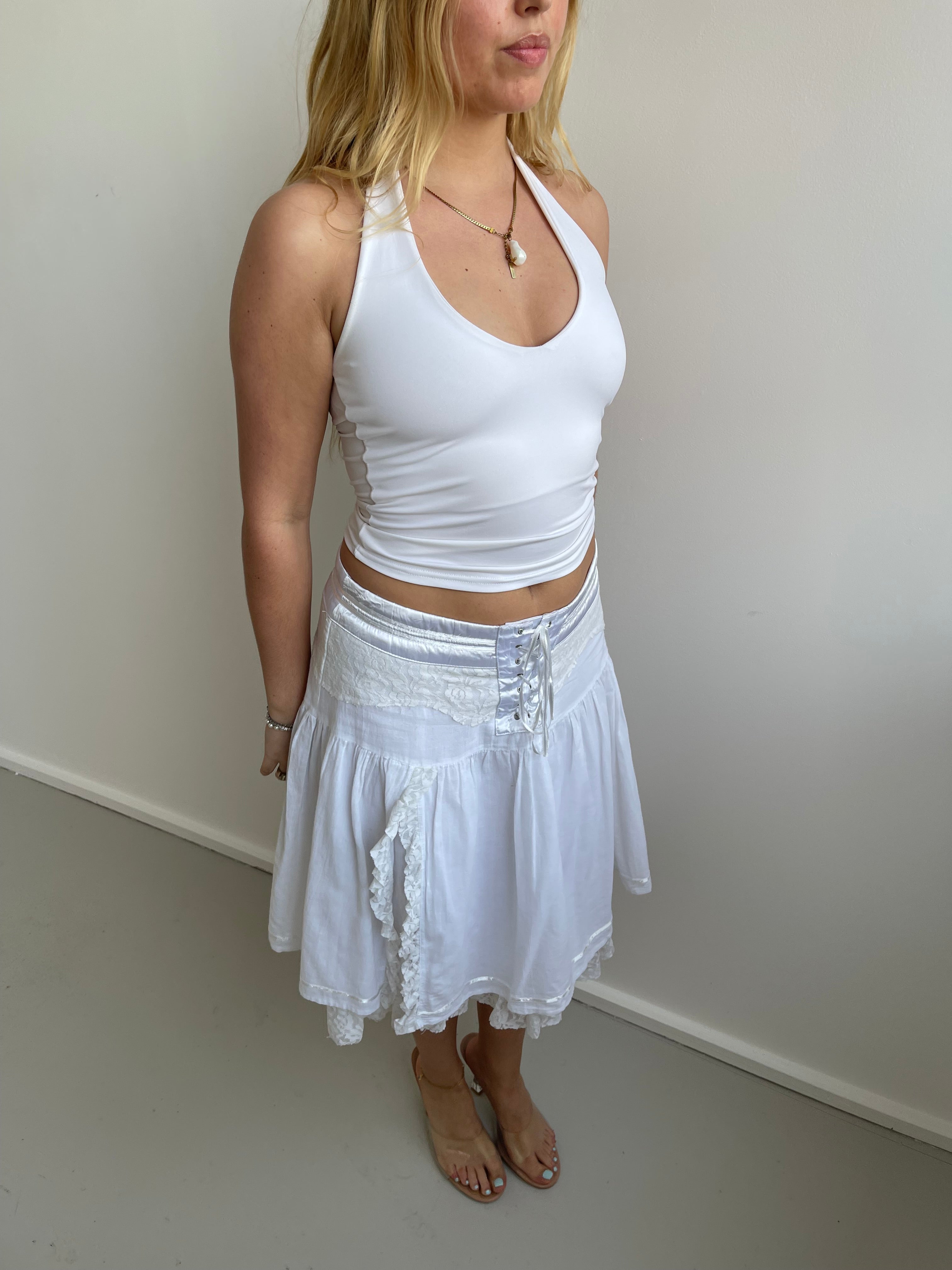 White halterneck top