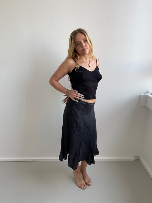 Black fine knit cami top