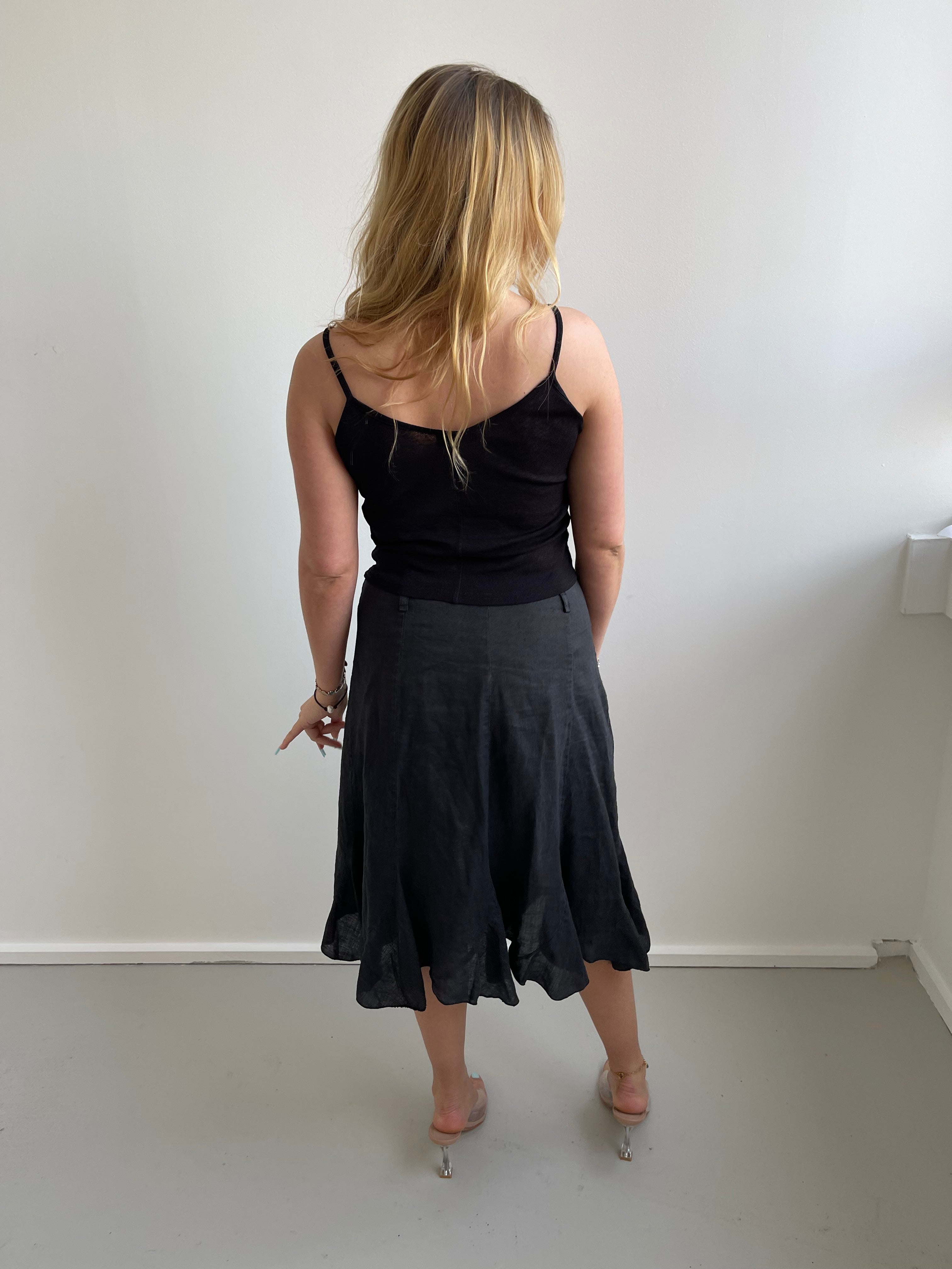 Black fine knit cami top