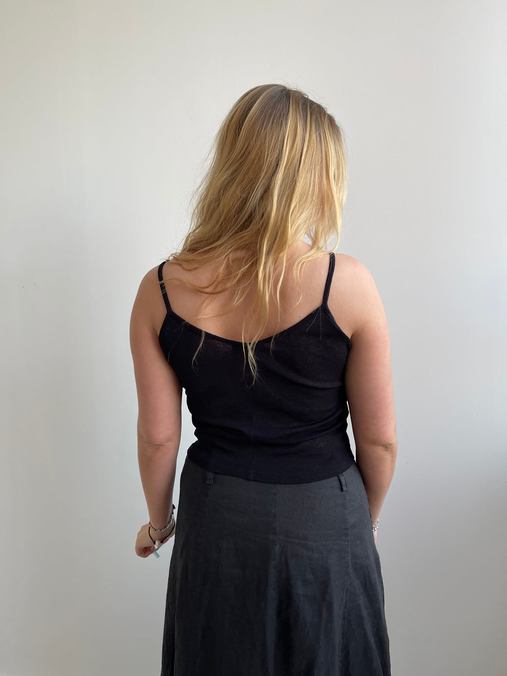 Black fine knit cami top
