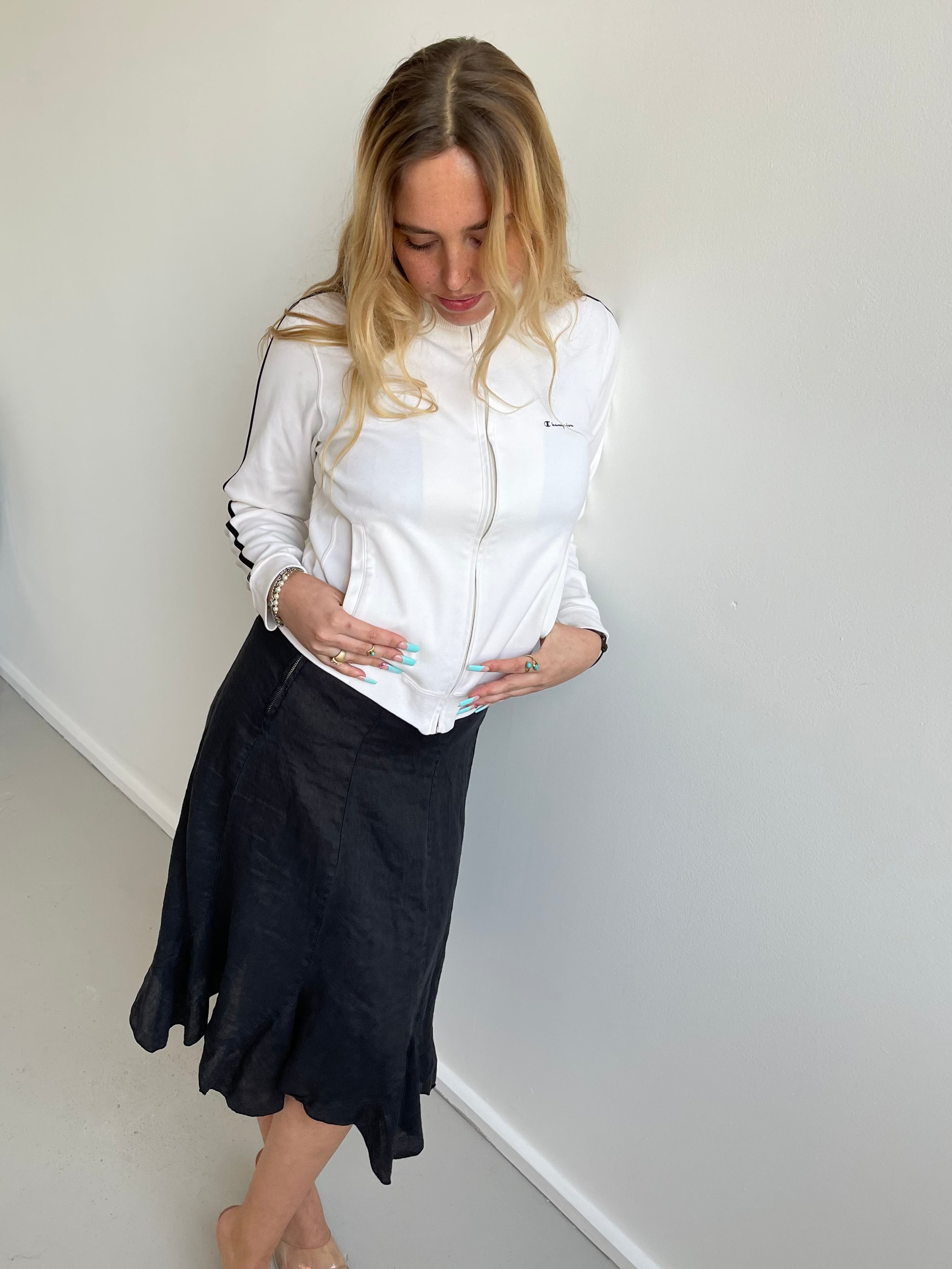 Champion white zip up sweatshirt