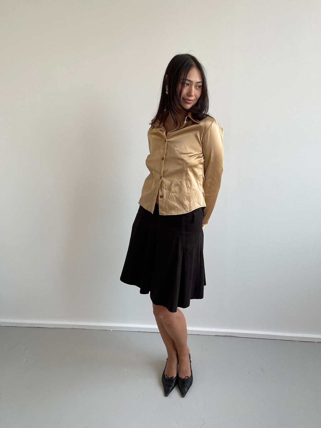 Gold satin shirt