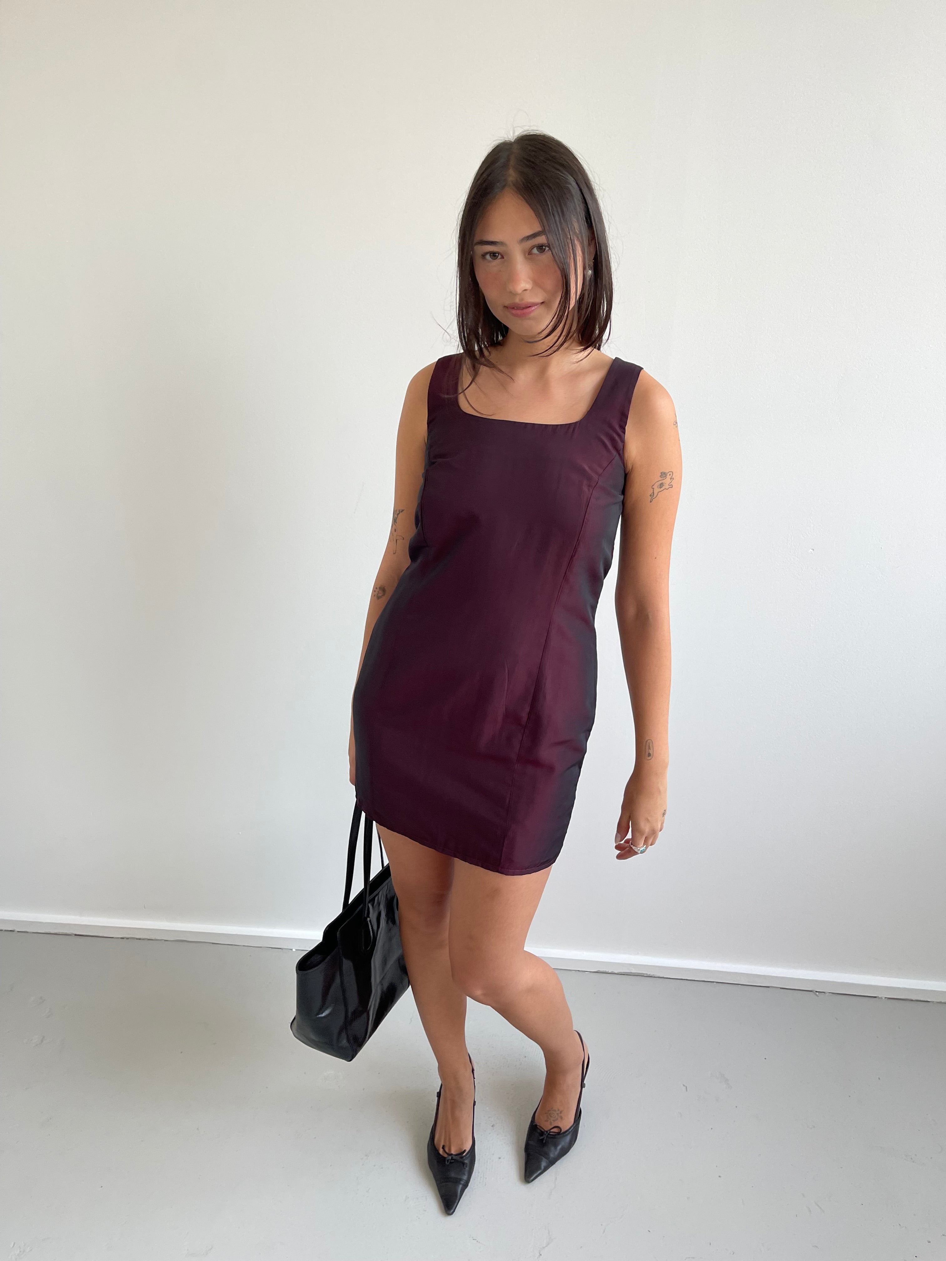 Red iridescent mini dress