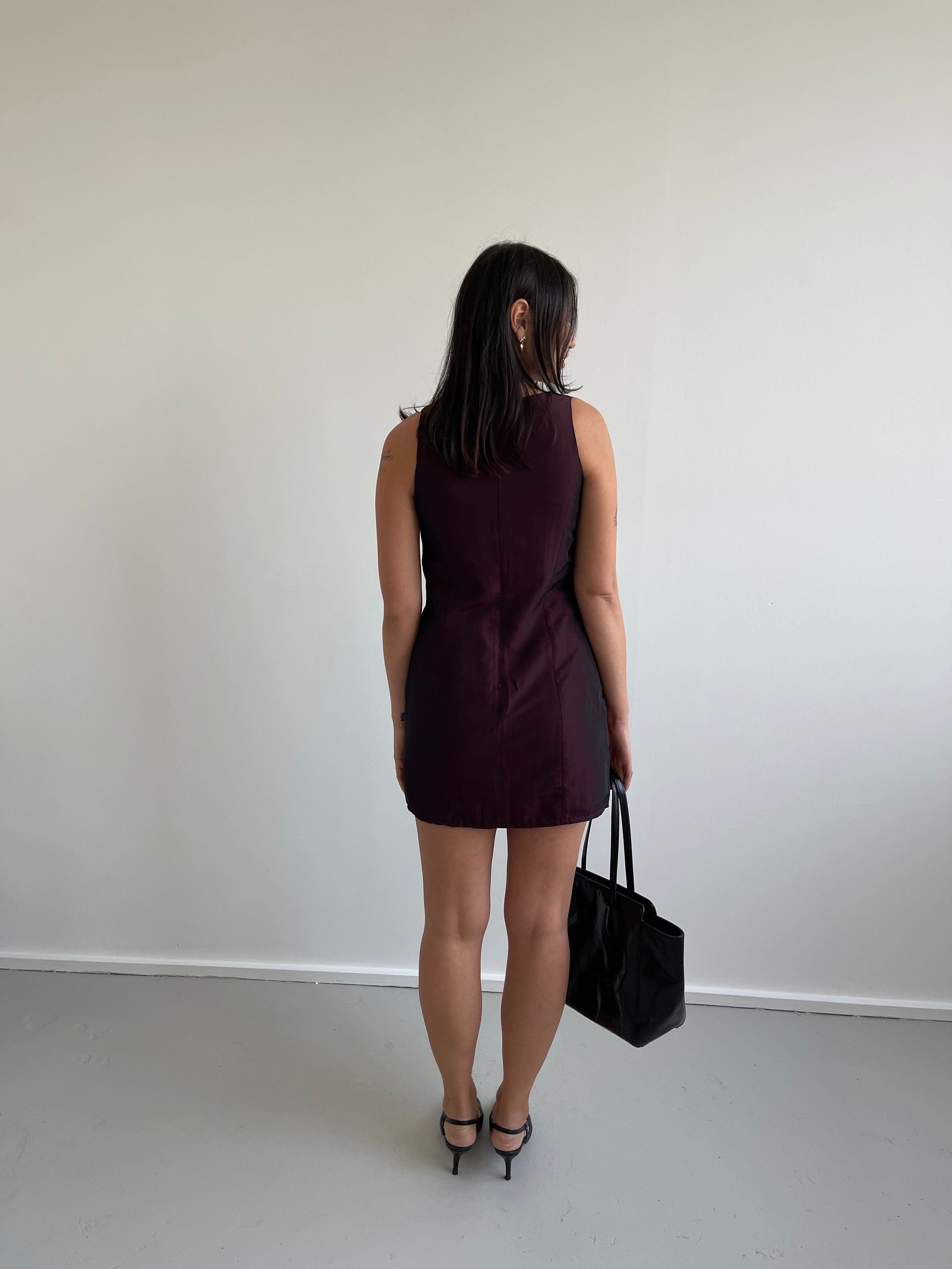 Red iridescent mini dress