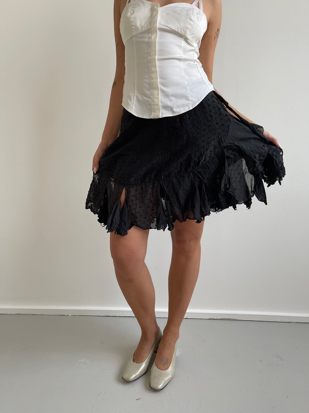 Pinko black wrap around floaty skirt