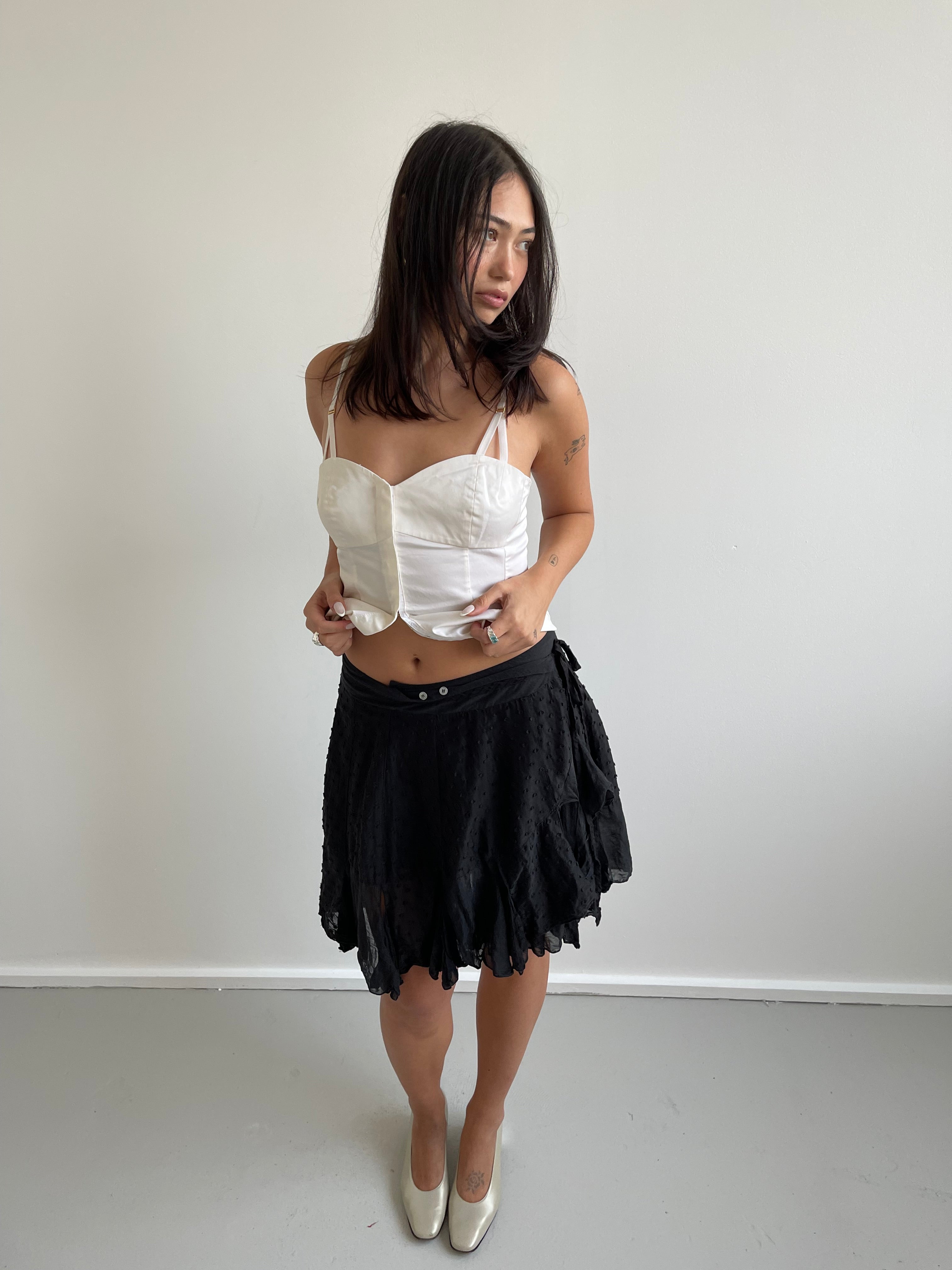 Pinko black wrap around floaty skirt