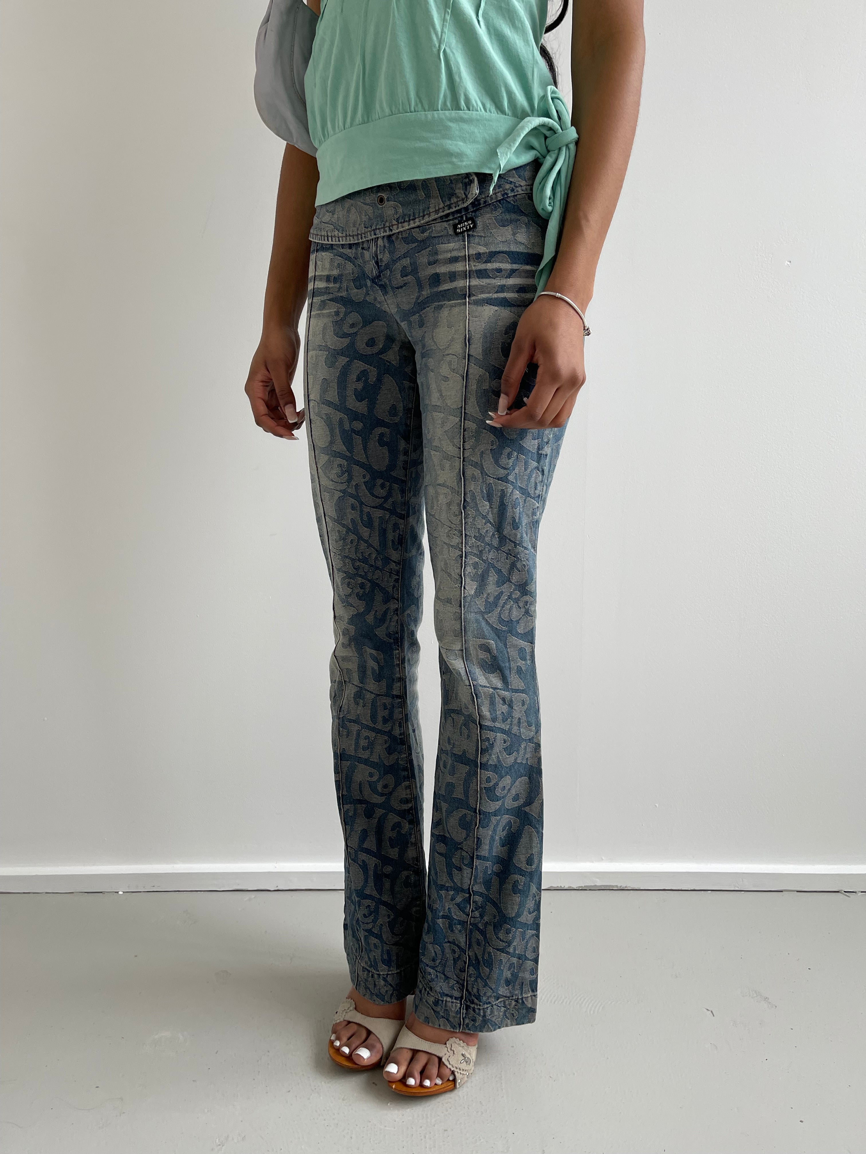 Miss Sixty monogram 70s style flared jeans