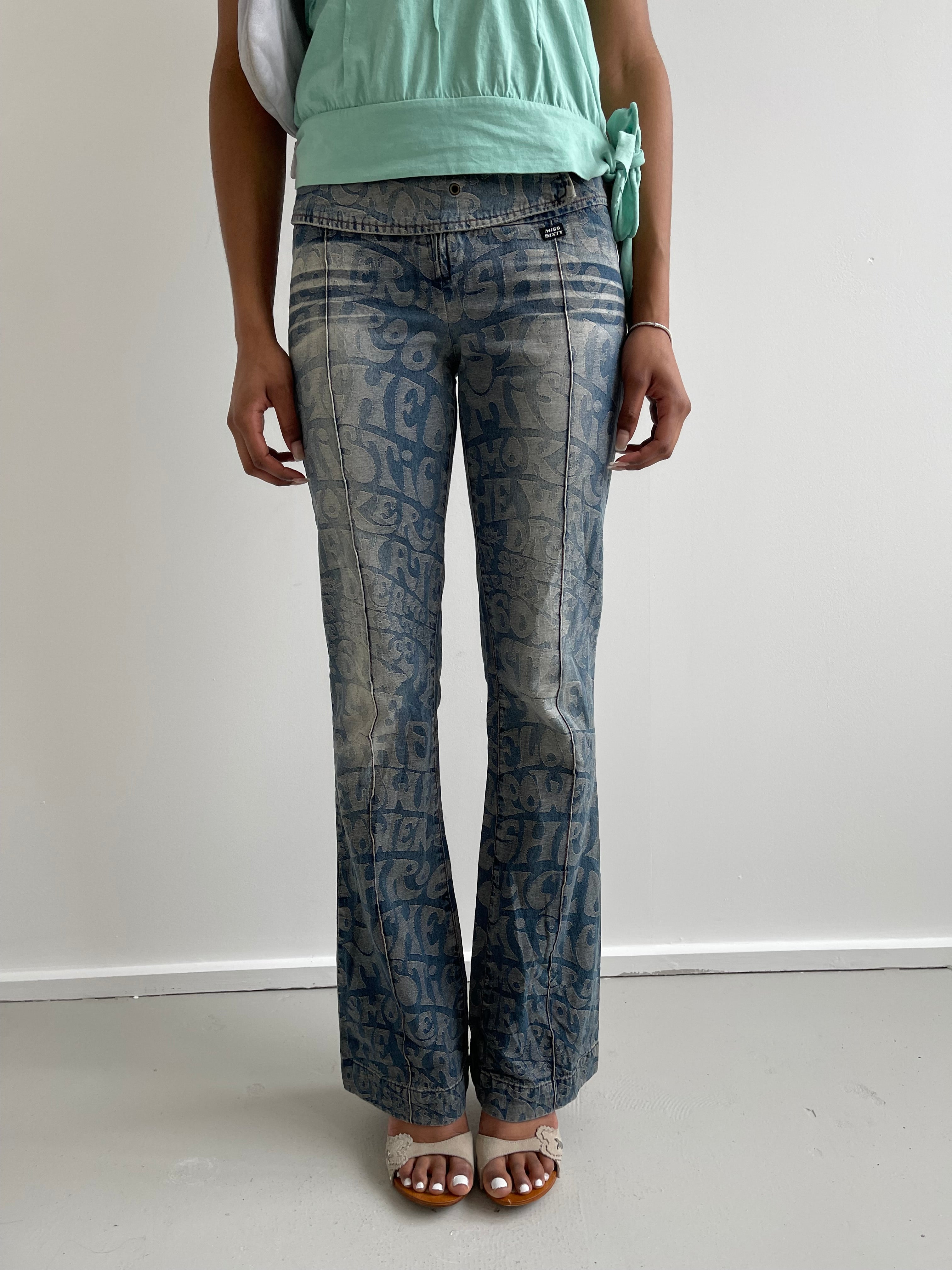Miss Sixty monogram 70s style flared jeans
